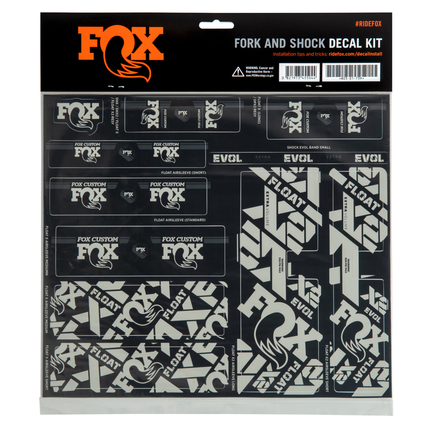 Productfoto van FOX CUSTOM Decal Kit for Fork &amp; Rear Shock - grey