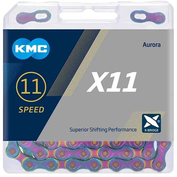 KMC チェーン X11 AURORA BLUE 118L KMC X11 Chain - 11-speed - aurora-blue - 118 Links | BIKE24