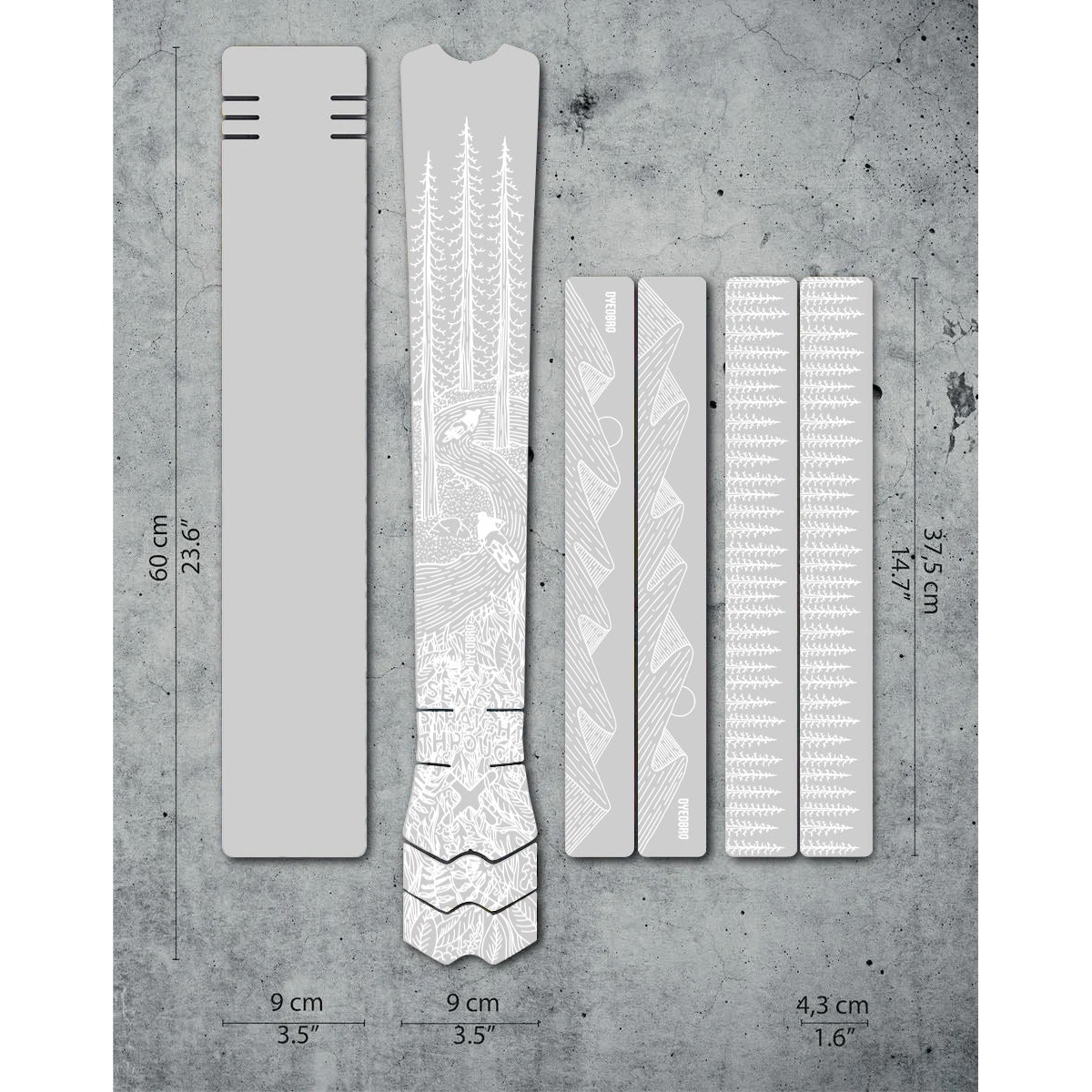 Kuva tuotteesta DYEDBRO MTB Frame Protection Kit - OS Illustration - white
