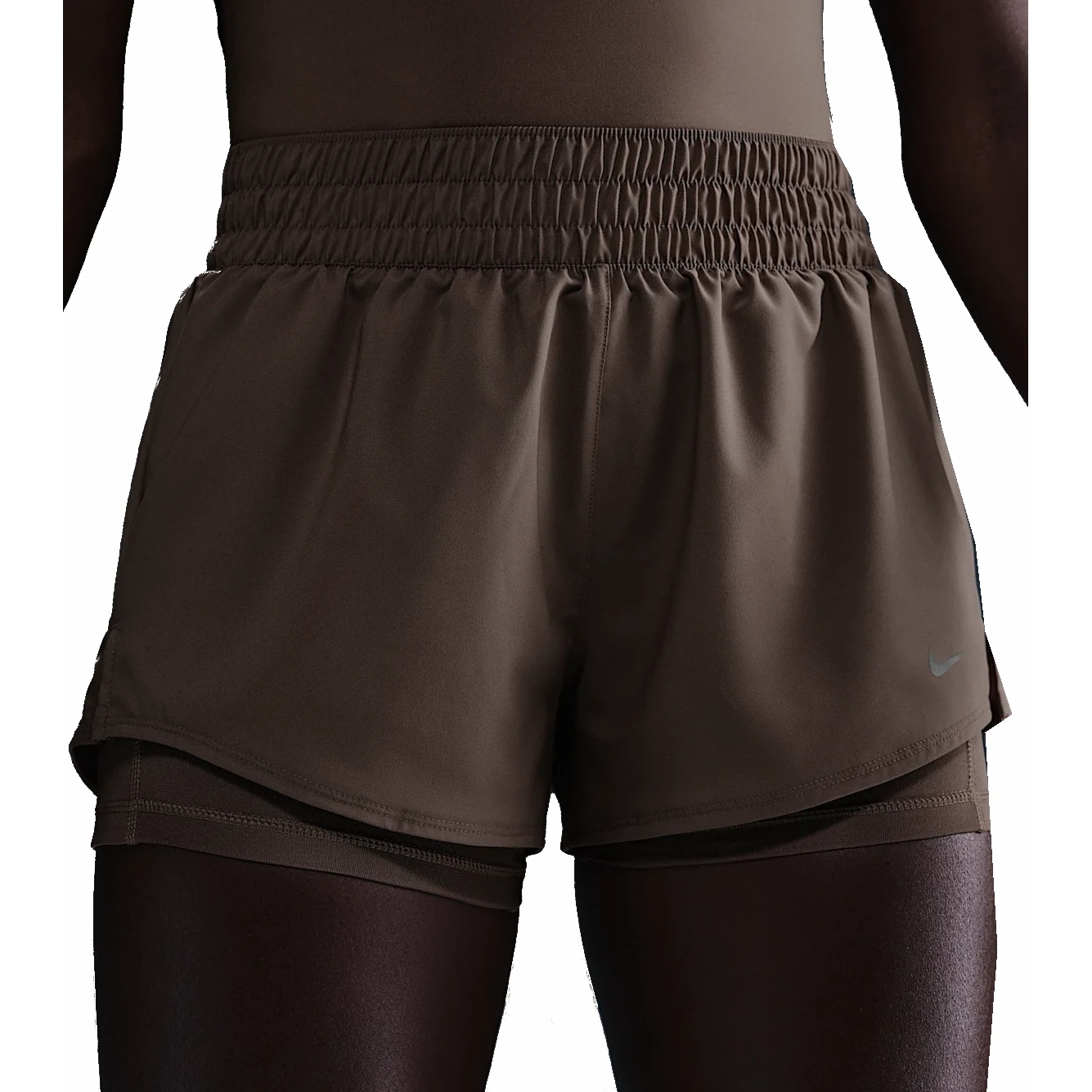 Productfoto van Nike One Dri-FIT Mid-Rise 2-In-1 Korte Broek 3&quot; Dames - mink brown/reflective silver DX6012-233