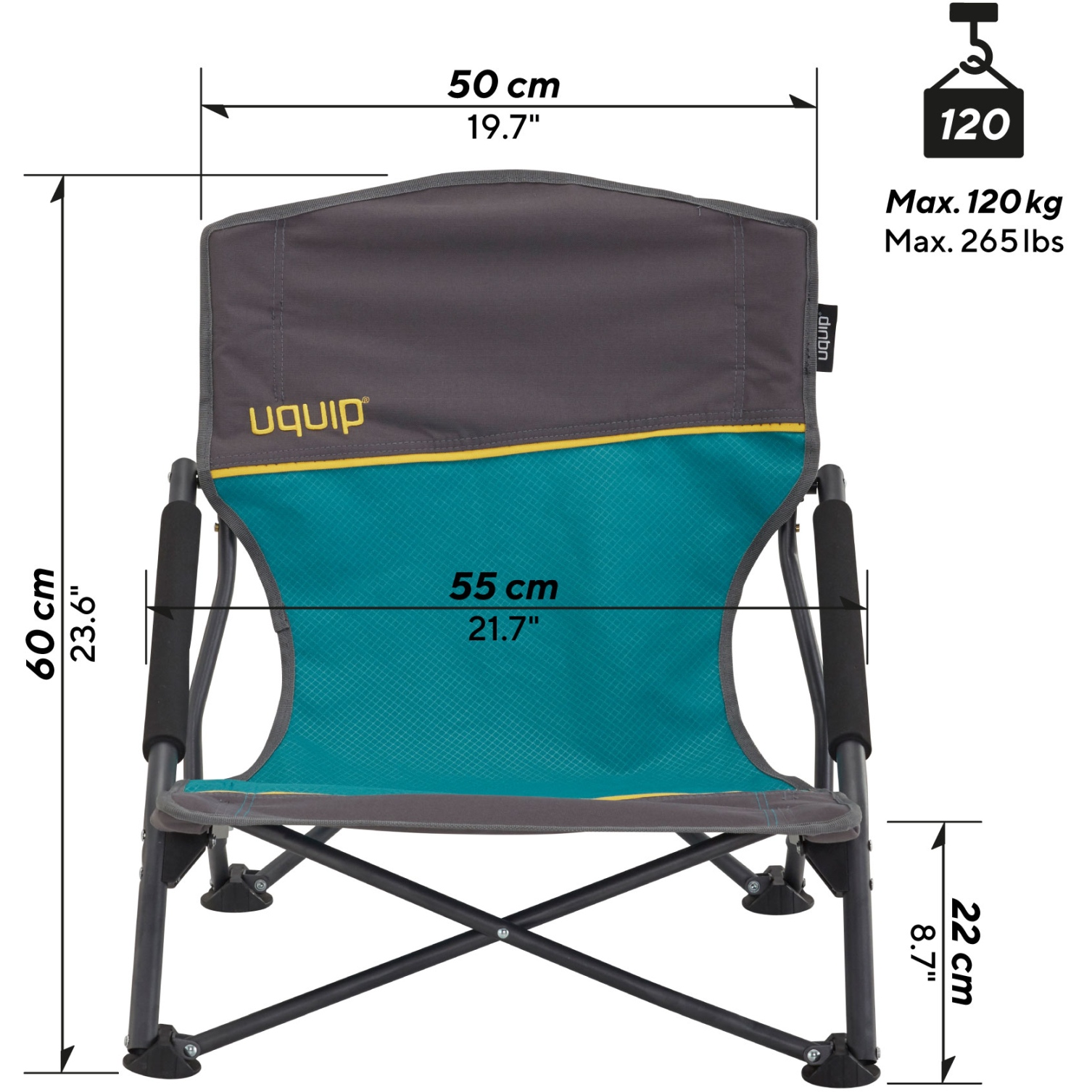 Uquip Strandstoel Sandy XL campingstoel vouwstoel klapstoel staal opvouwbaar 120kg zand
