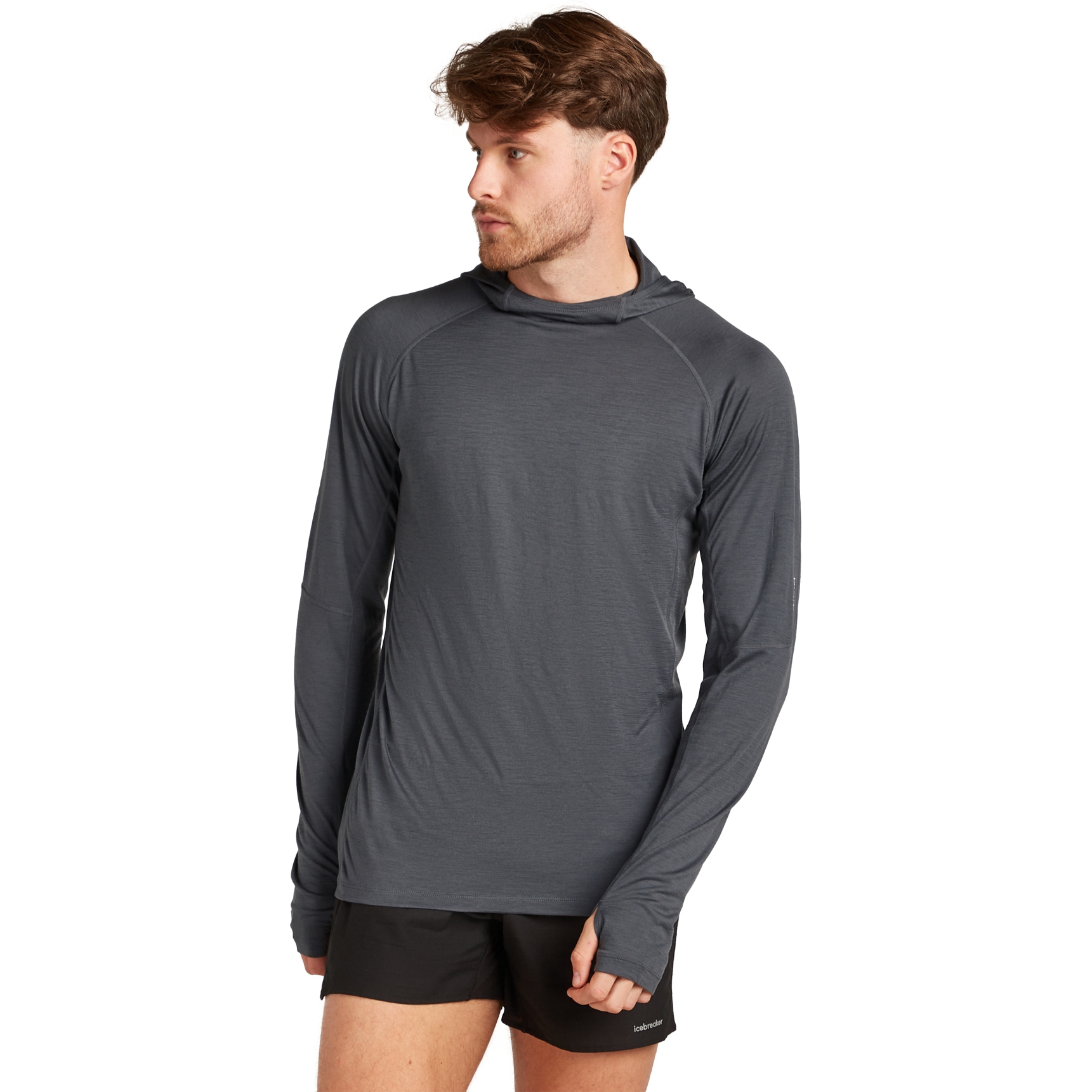 Image de Icebreaker T-Shirt Manches Longues à Capuche Homme - 150 MerinoFine™ Ace - Obsidian