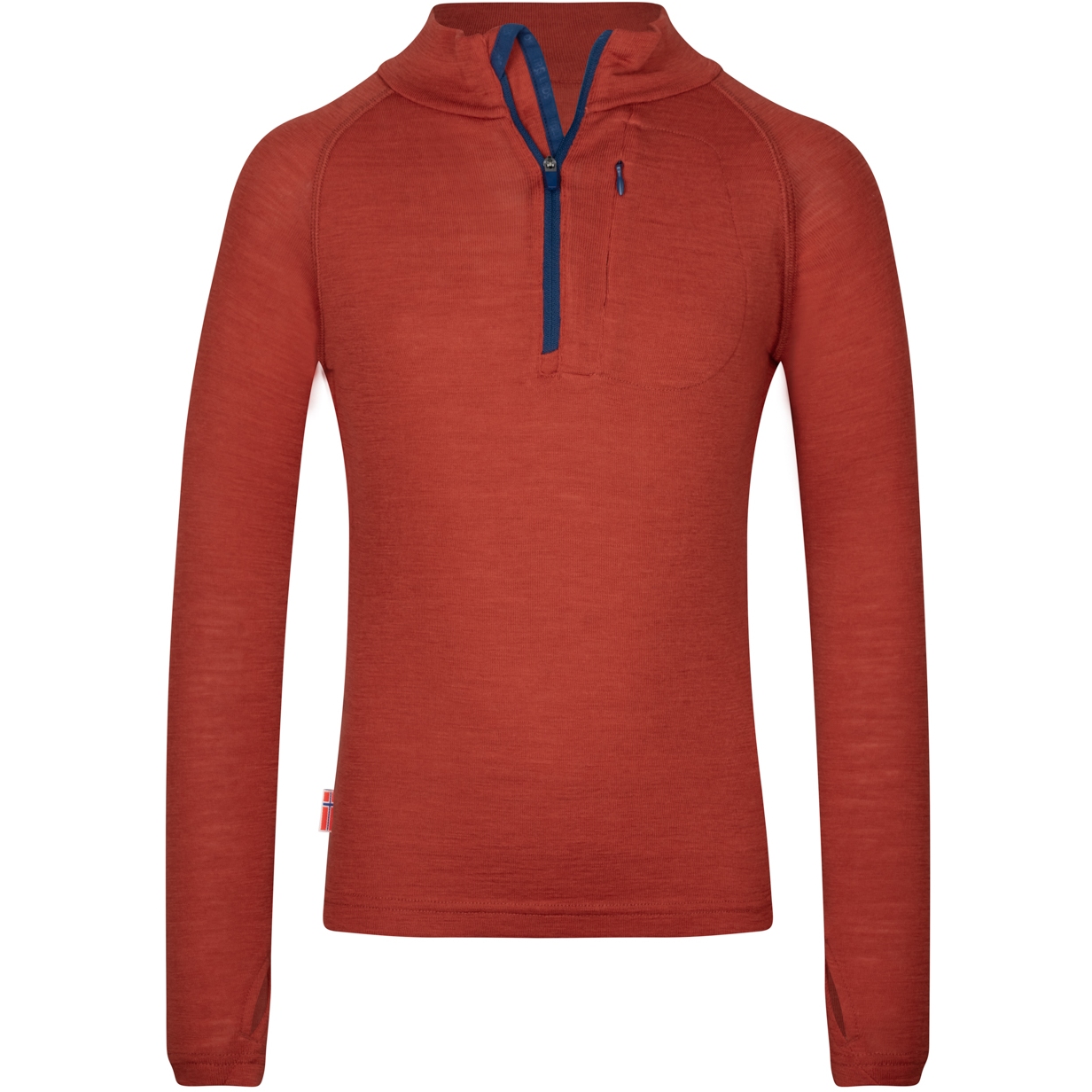 Foto van Trollkids Lofoten Kinder Halve Rits Shirt met Lange Mouwen - Red Clay/Mystic Blue