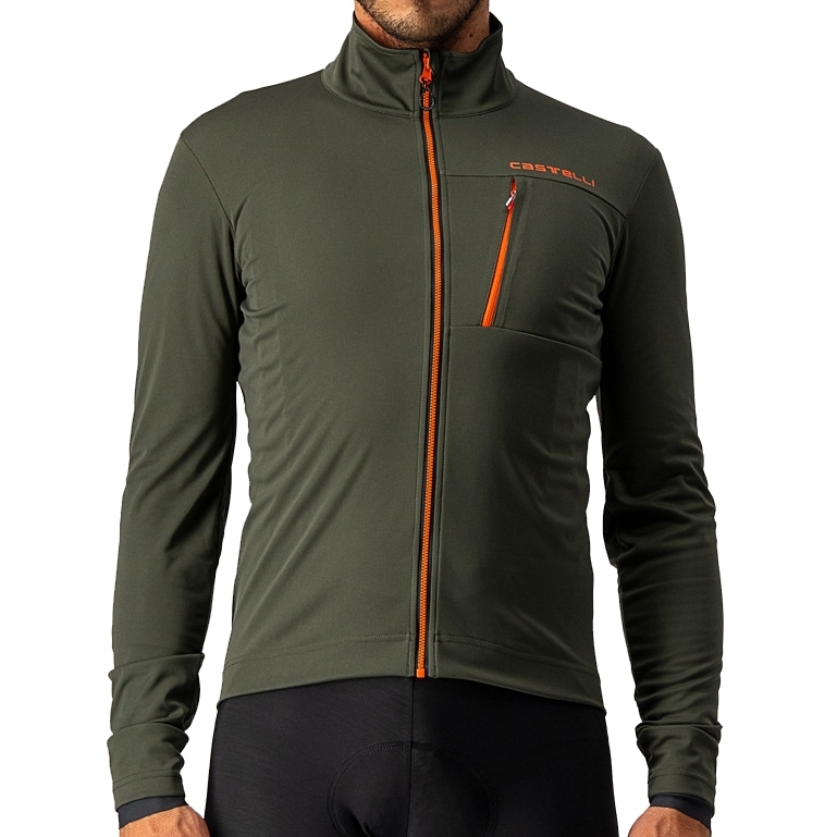 Image of Castelli Go Jacket - military green/fiery red
