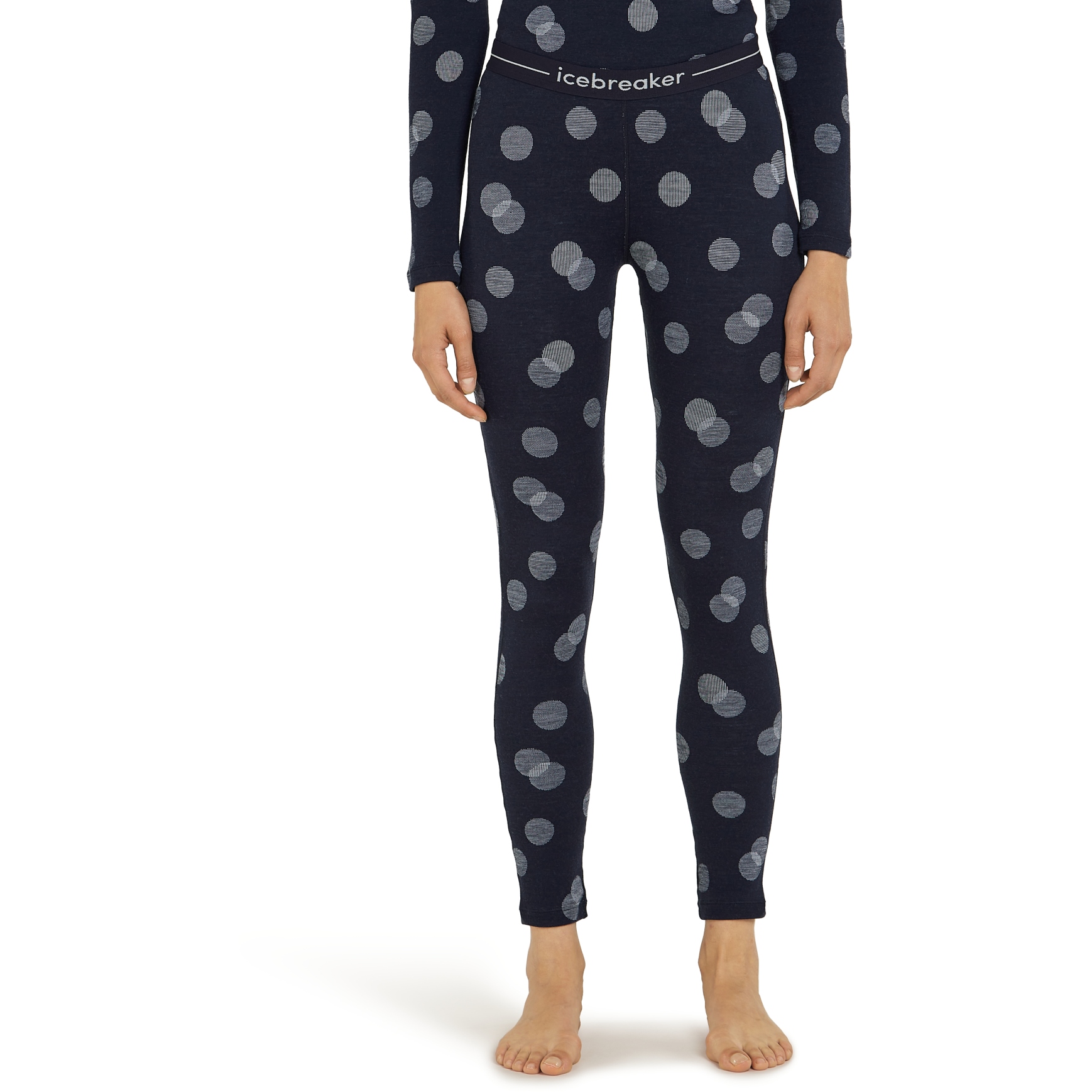 Image de Icebreaker Caleçon Long Femme - Merino 260 Vertex Falling Flakes - Midnight Navy/Snow