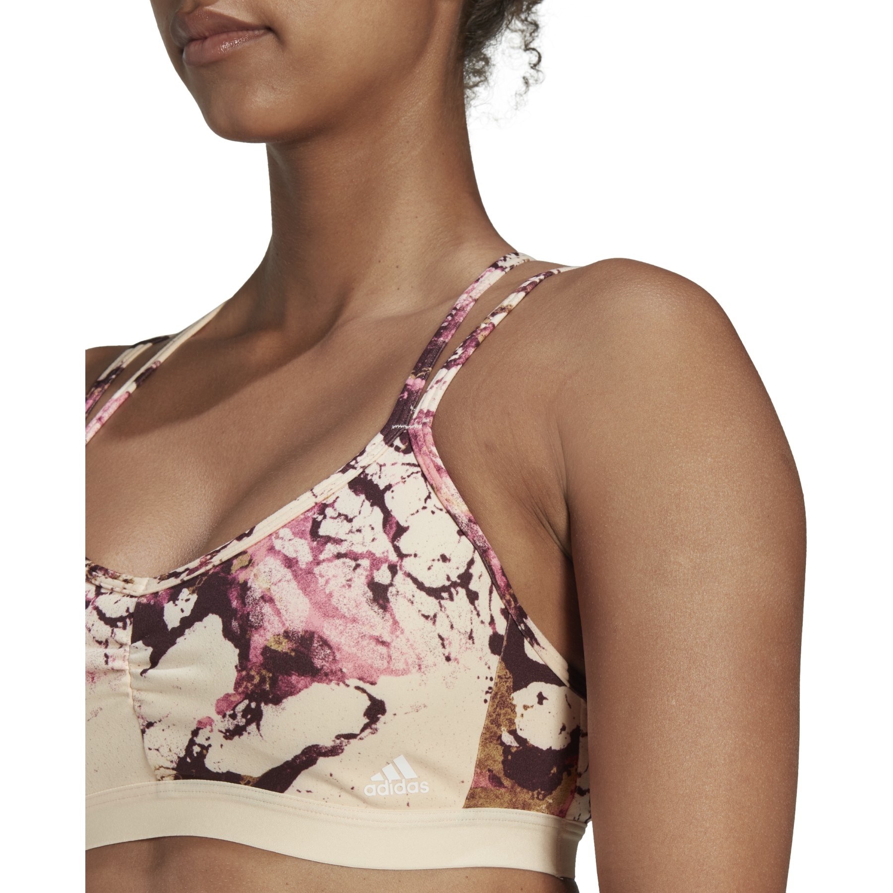 adidas Yoga Essentials Studio Light Support Allover Print Sports Bra Women bliss orange HL6114