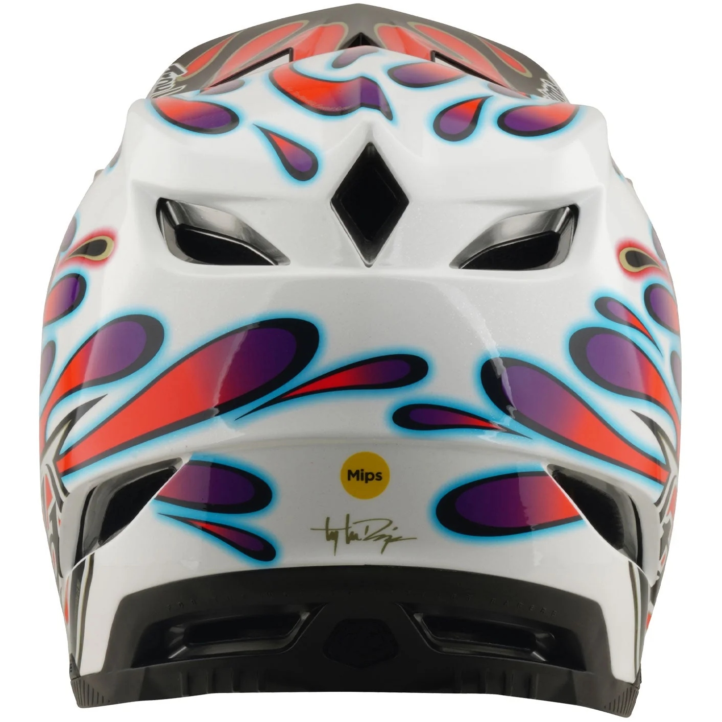 Troy Lee Designs D4 Composite MIPS Helmet - Overspray White/Red