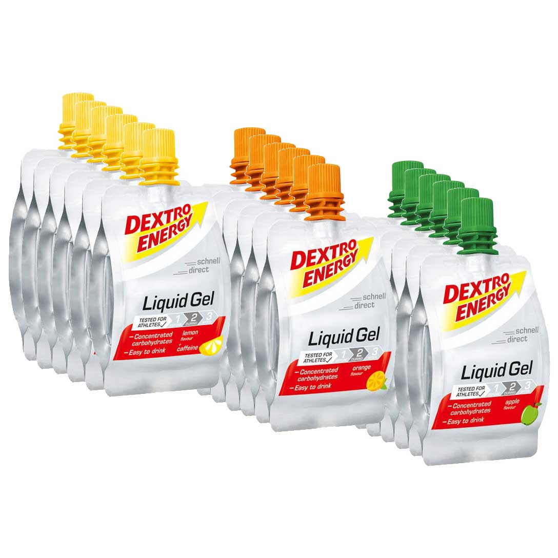 Productfoto van Dextro Energy Running Mix Box - 3x6 Liquid Gel with Carbohydrates - 18x60ml