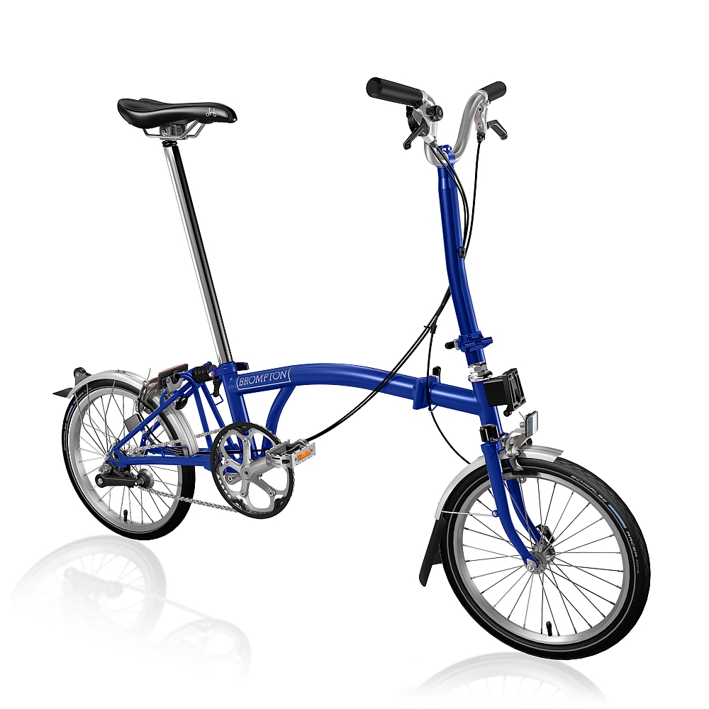 Picture of Brompton C Line Utility - 3-Speed - High Bar - Extended Seatpost - 16&quot; Folding Bike - 2023 - picadilly blue matt