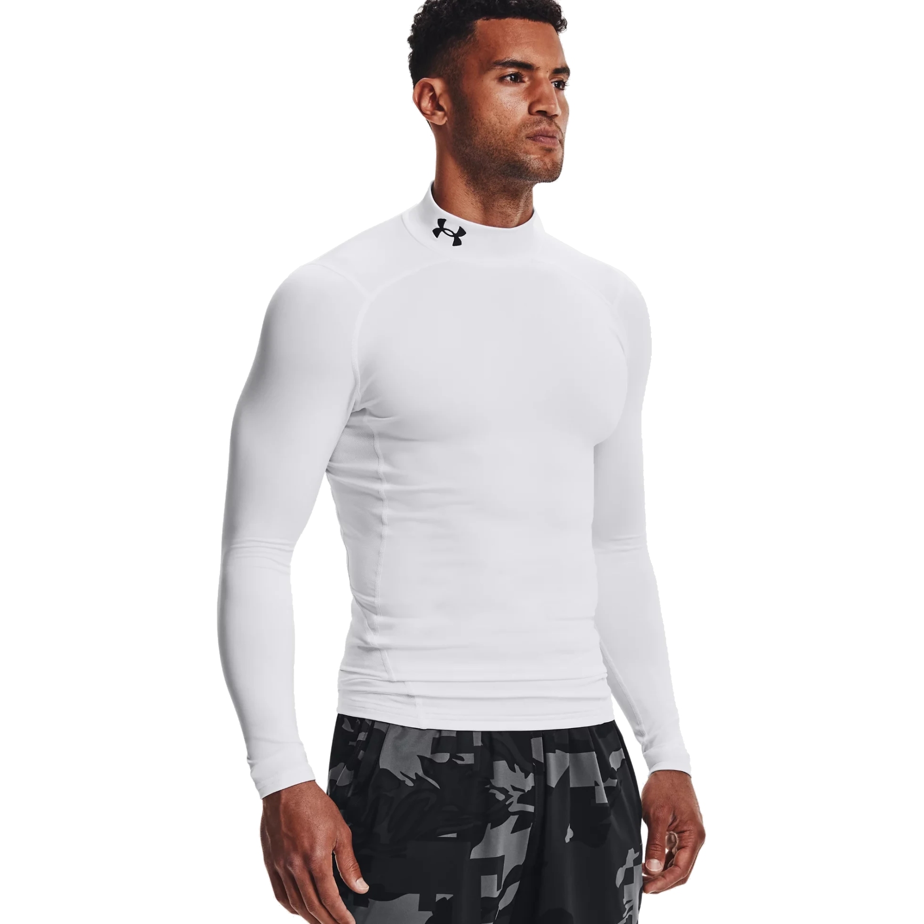 Under Armour ColdGear Compression Mock Shirt Men White Black BIKE24