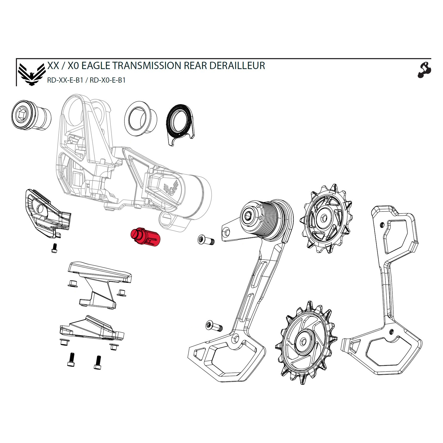 Picture of SRAM Setup Key / Cage Lock Assembly Kit for XX / XX SL Eagle Rear Derailleur - AXS | T-Type | B1 - 11.7518.104.009