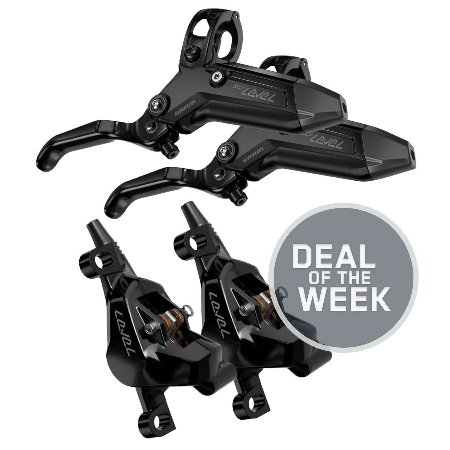 Picture of SRAM Level Stealth Disc Brake - Silver | 2-Piston | C1 - Set (Front + Rear) | Black