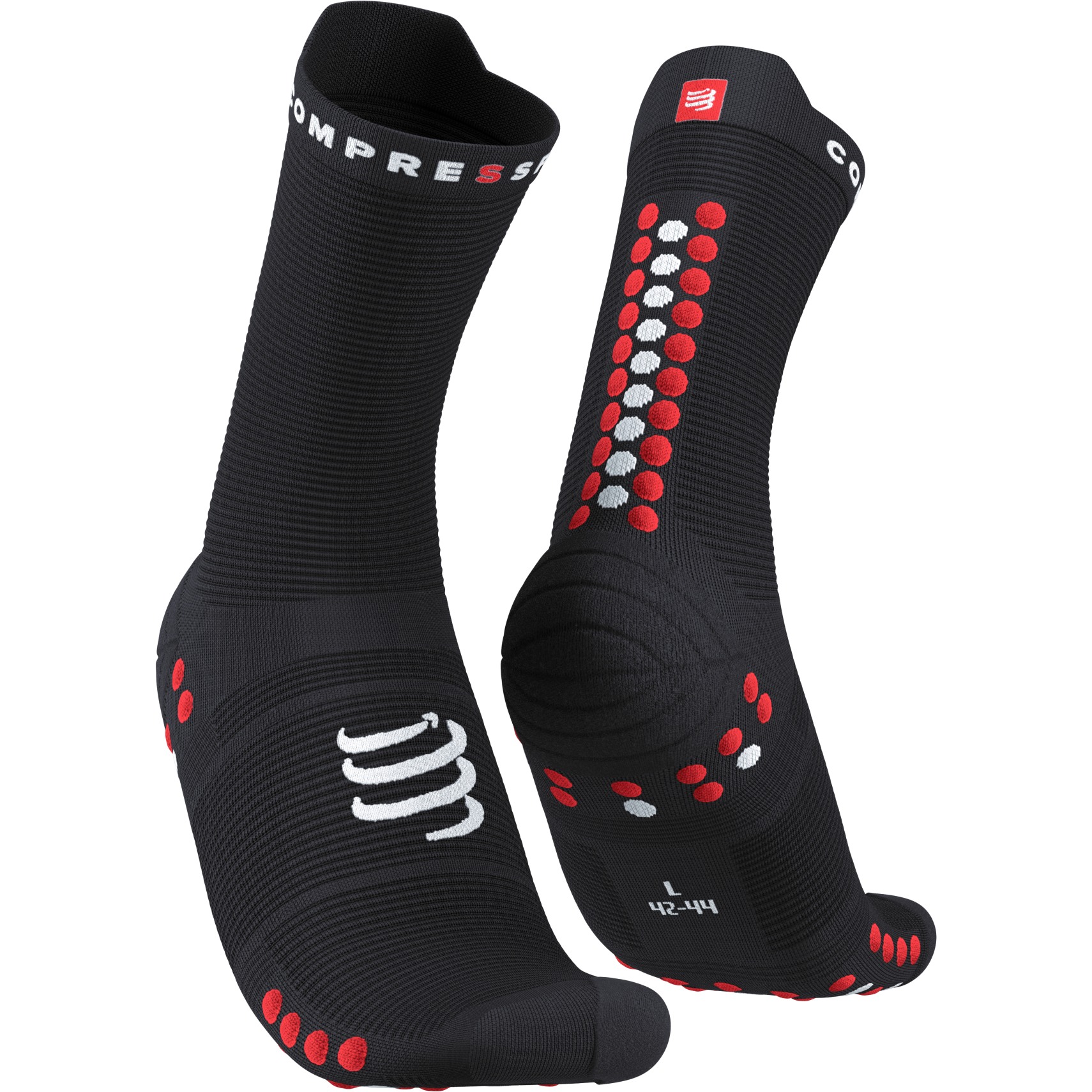 Image of Compressport Pro Racing Compression Socks v4.0 Run High - black/red