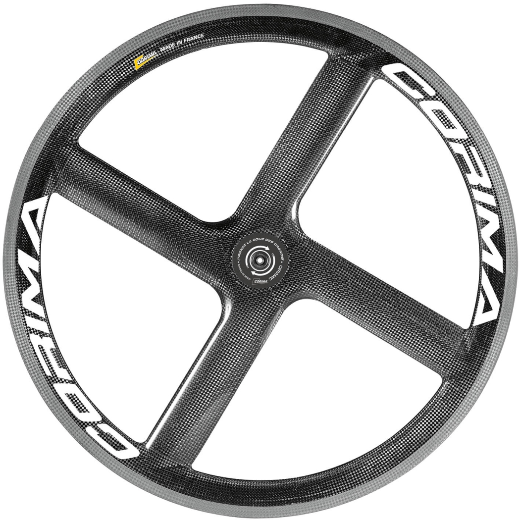 Picture of CORIMA 4 Spoke S - Carbon Front Wheel - Tubular - QR - black / white