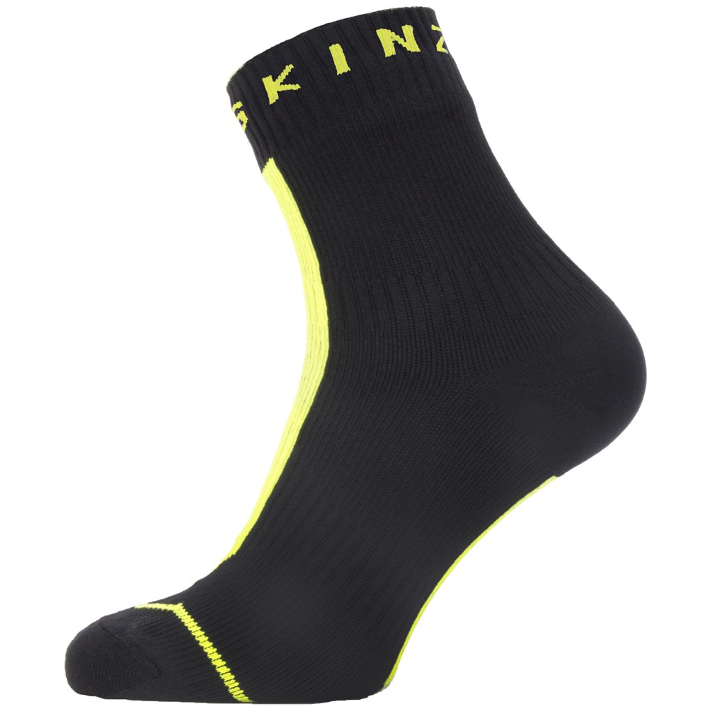 Productfoto van SealSkinz Waterdichte Halflange Sok Voor Alle Weersomstandigheden met Hydrostop - Black/Neon Yellow
