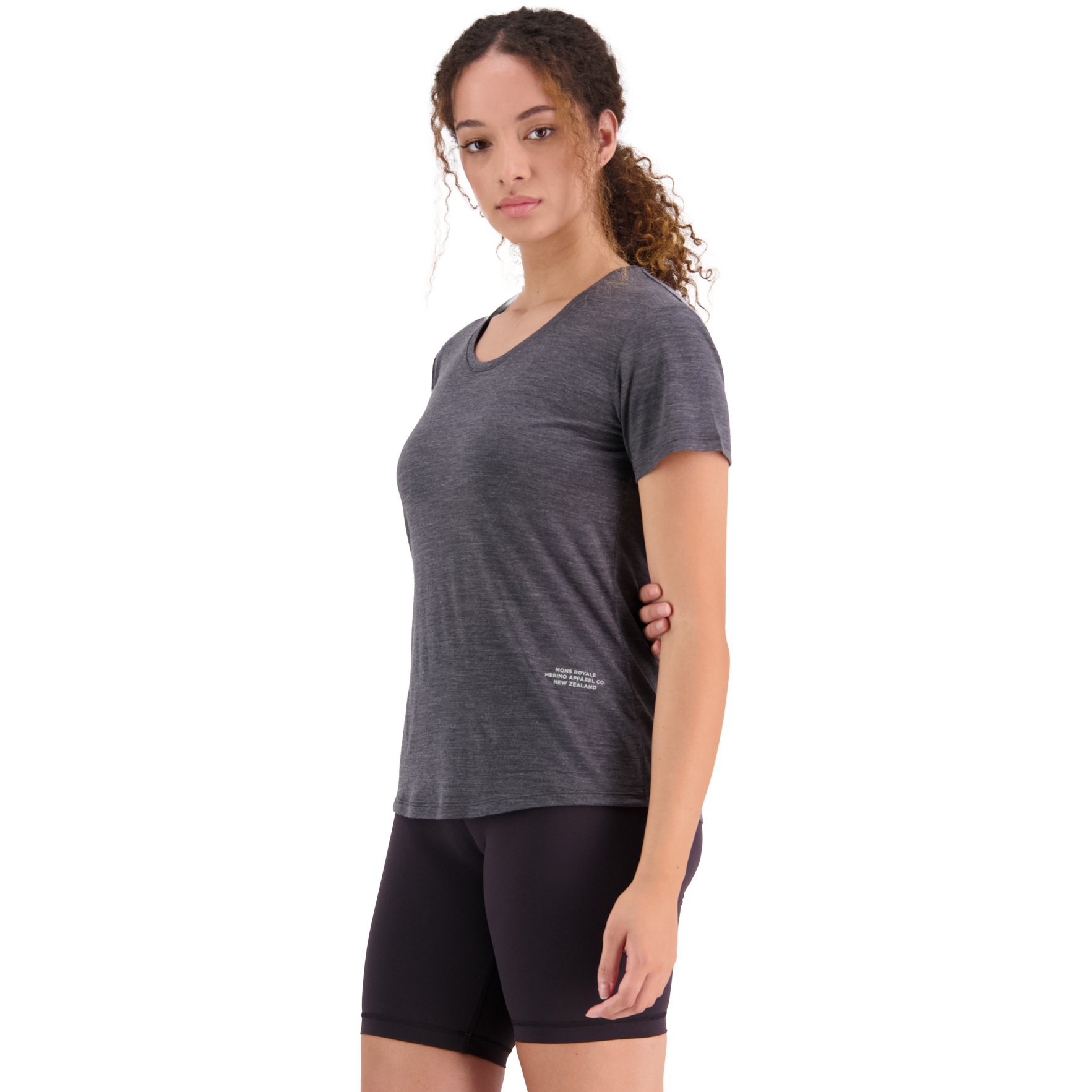 ロージーモンスター　mellow frill check shirt Mons Royale Zephyr Merino Cool Tee Women - smoke | BIKE24