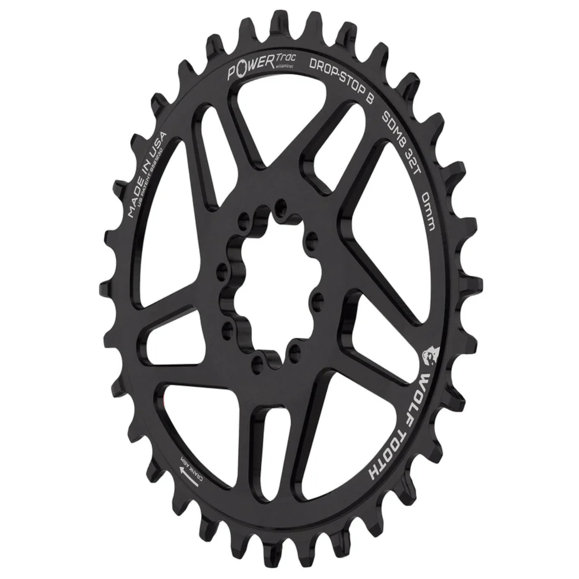 Wolf Tooth PowerTrac Oval Chainring - SRAM 8-Bolt | Boost - Drop