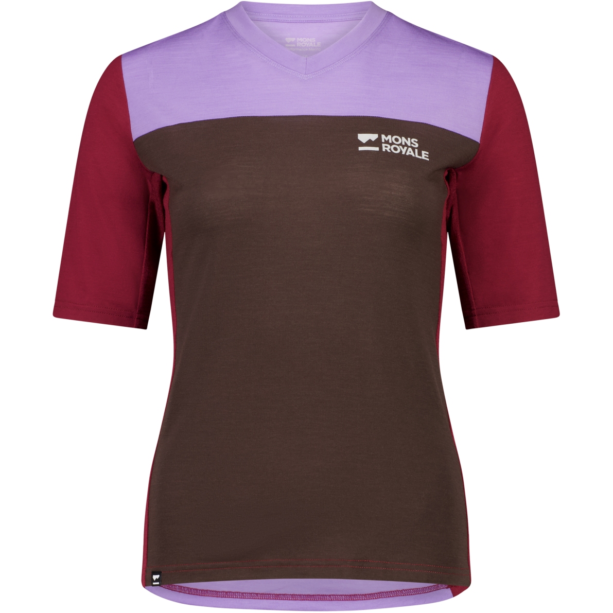 Foto de Mons Royale Camiseta Mujer - Redwood Merino Air-Con V - cedar / cherry / lupin