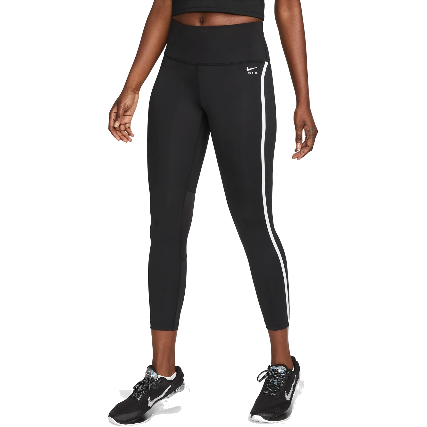 Nike Mallas 7/8 Mujer - Air Fast Dri-FIT Mid-Rise - negro/negro/blanco  FB7612-010