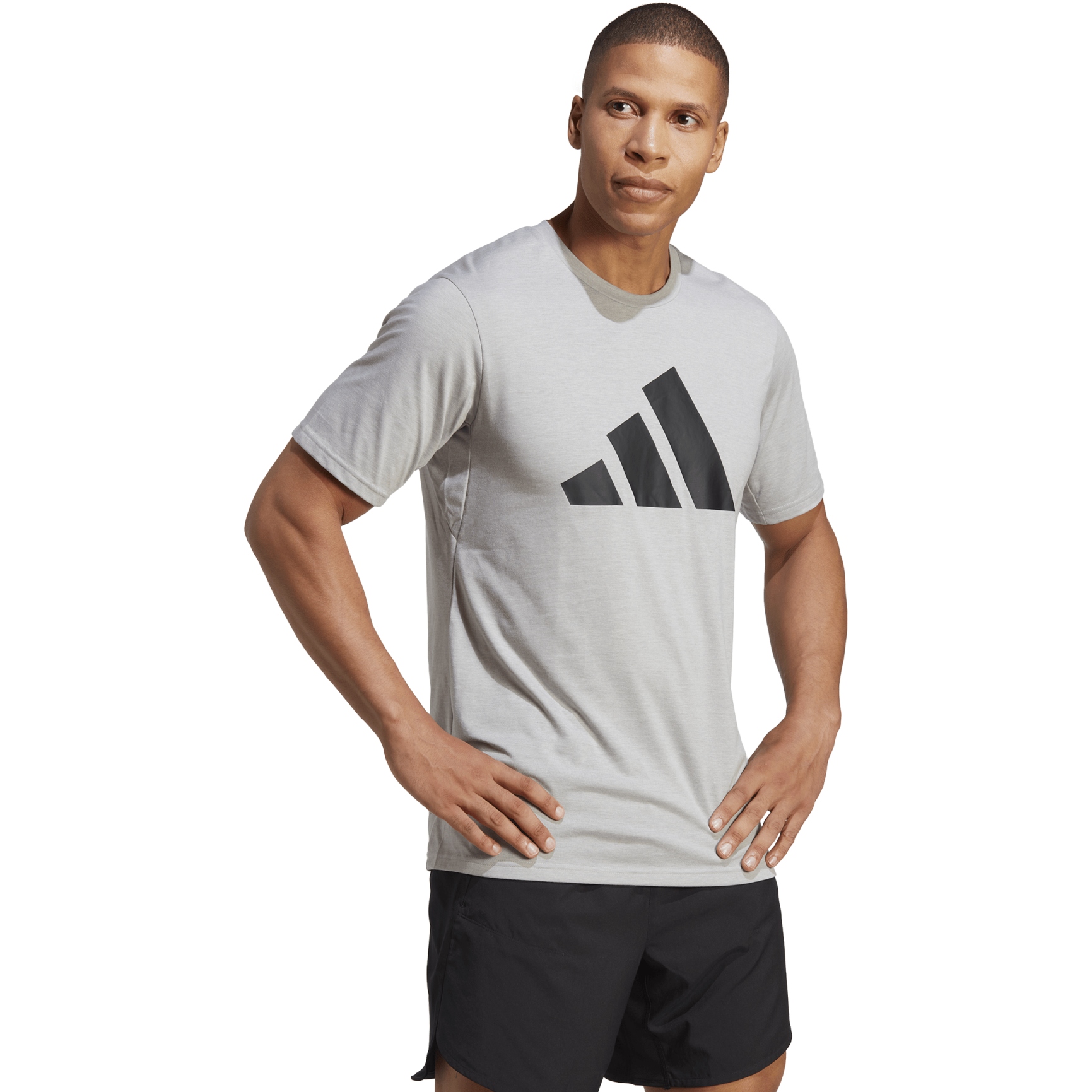 adidas Train Essentials Feelready Logo T-Shirt Men - grey heather/black ...