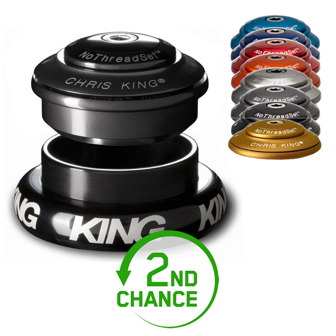 Produktbild von Chris King InSet i8 Grip Lock Mixed Steuersatz für tapered Gabelschäfte - ZS44/28,6 | EC44/33 - verschiedene Farben - B-Ware