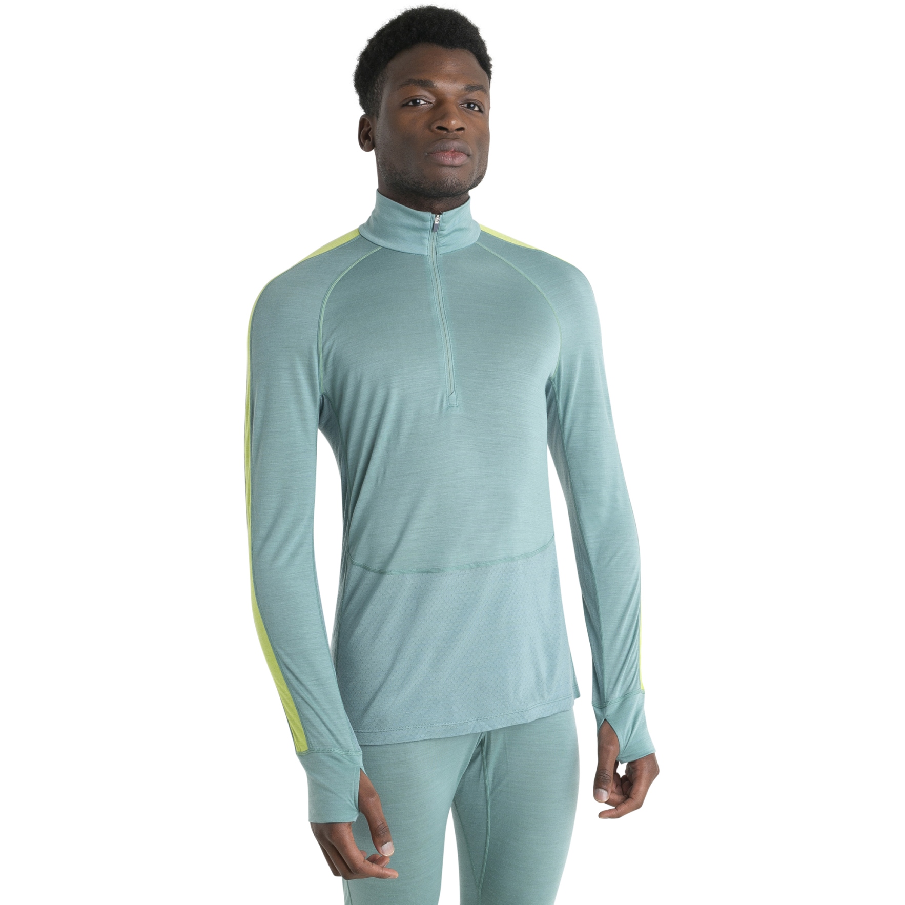 Photo produit de Icebreaker Maillot Manches Longues Homme - Merino 125 ZoneKnit™ Half Zip - Cloud Ray/Hyper