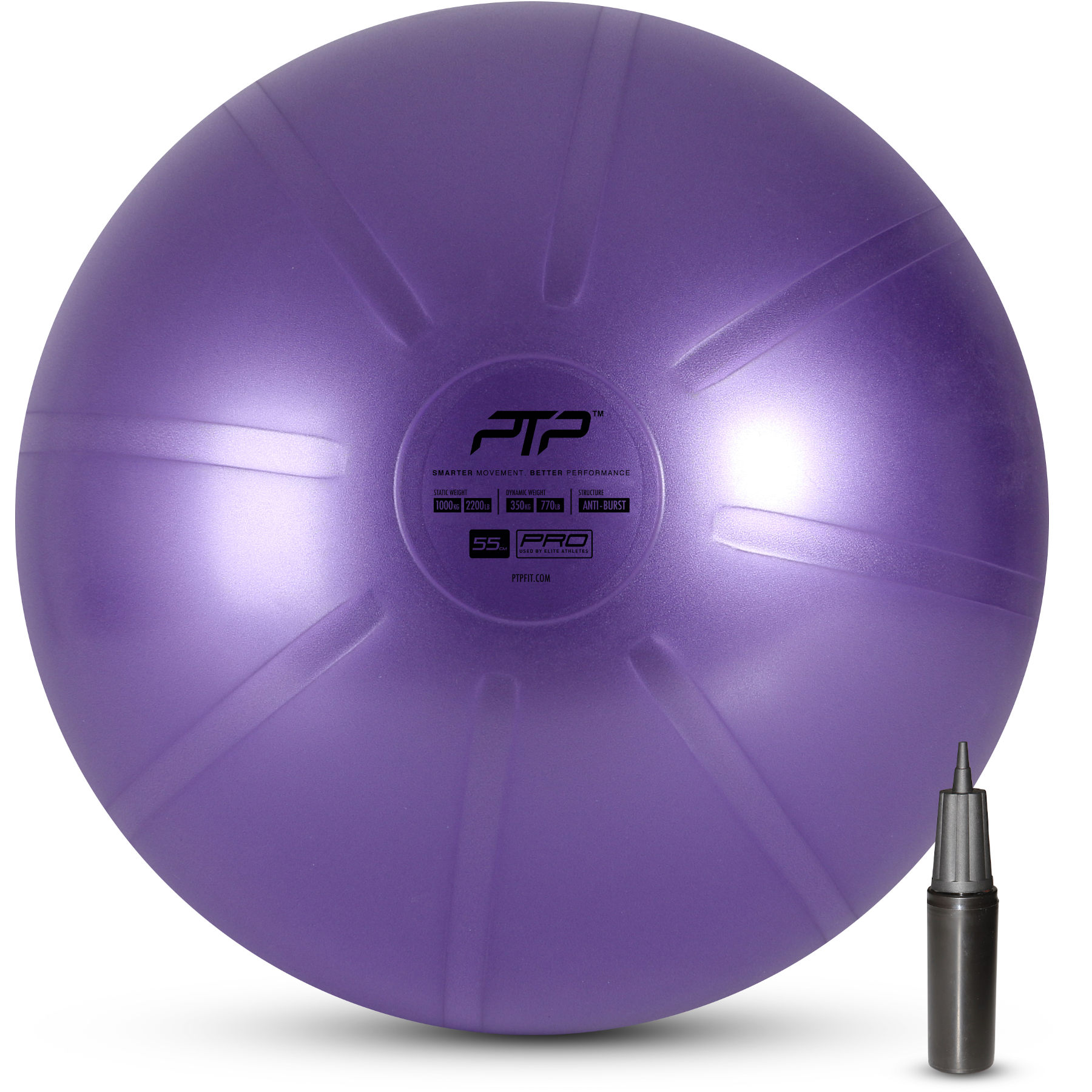 Productfoto van PTP Coreball 55cm Pilates Bal &amp; Luchtpomp - pearl violet