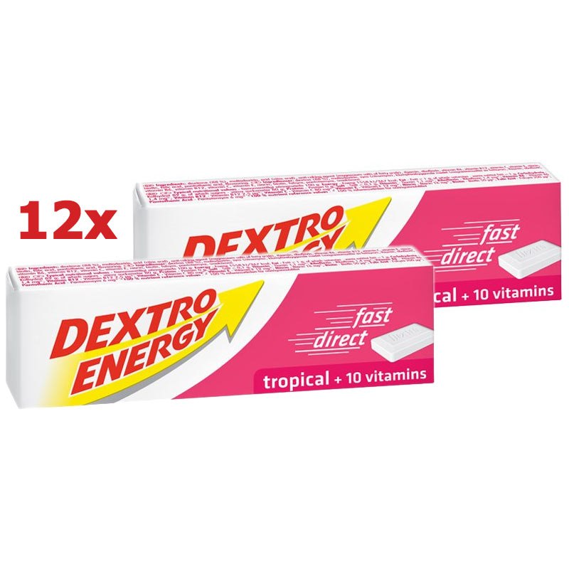 Productfoto van Dextro Energy Sticks Tropical + 10 Vitamins - Glucose Tablets - 24x47g