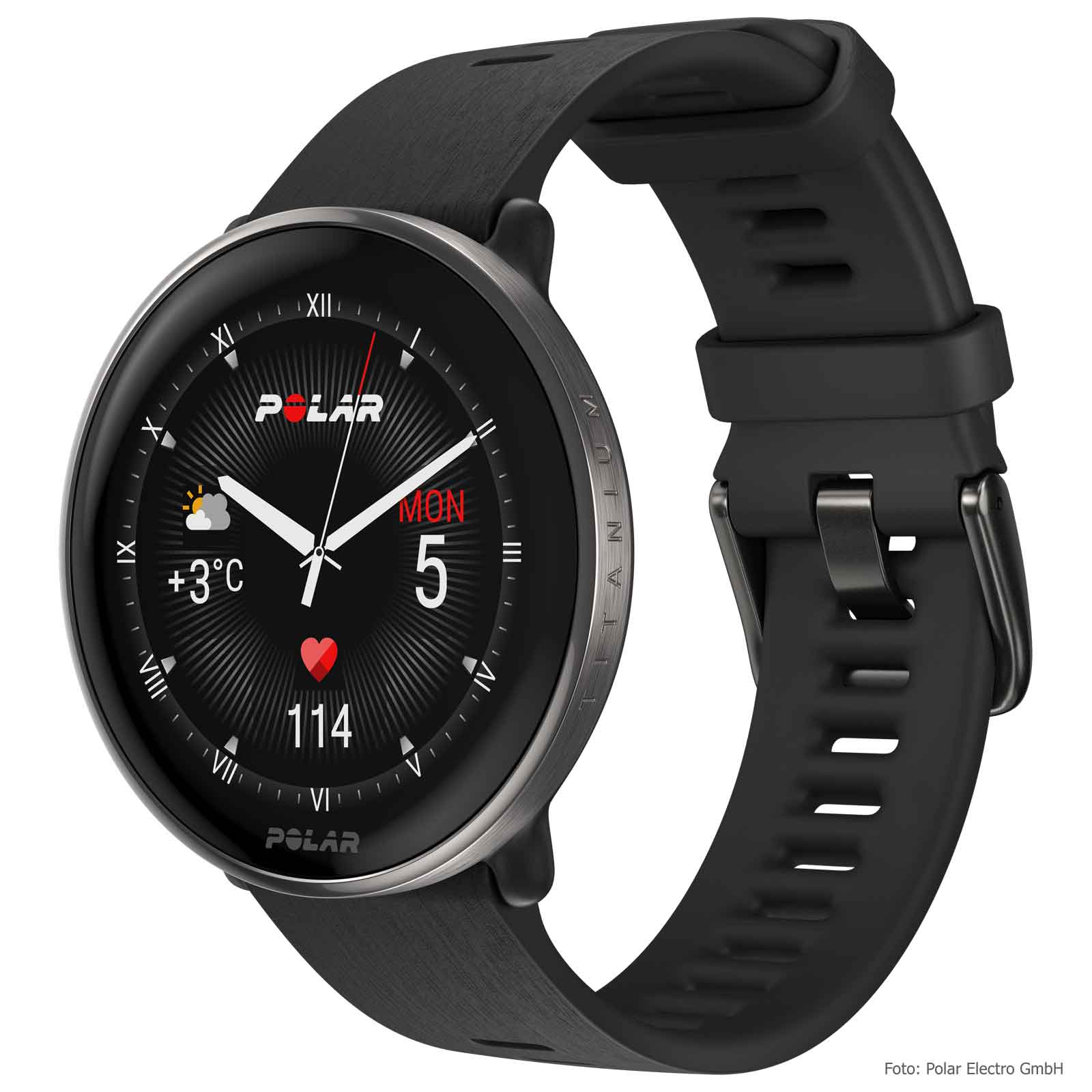 Picture of Polar Ignite 3 Titanium GPS Fitness Watch - Black (Silicon Wristband)