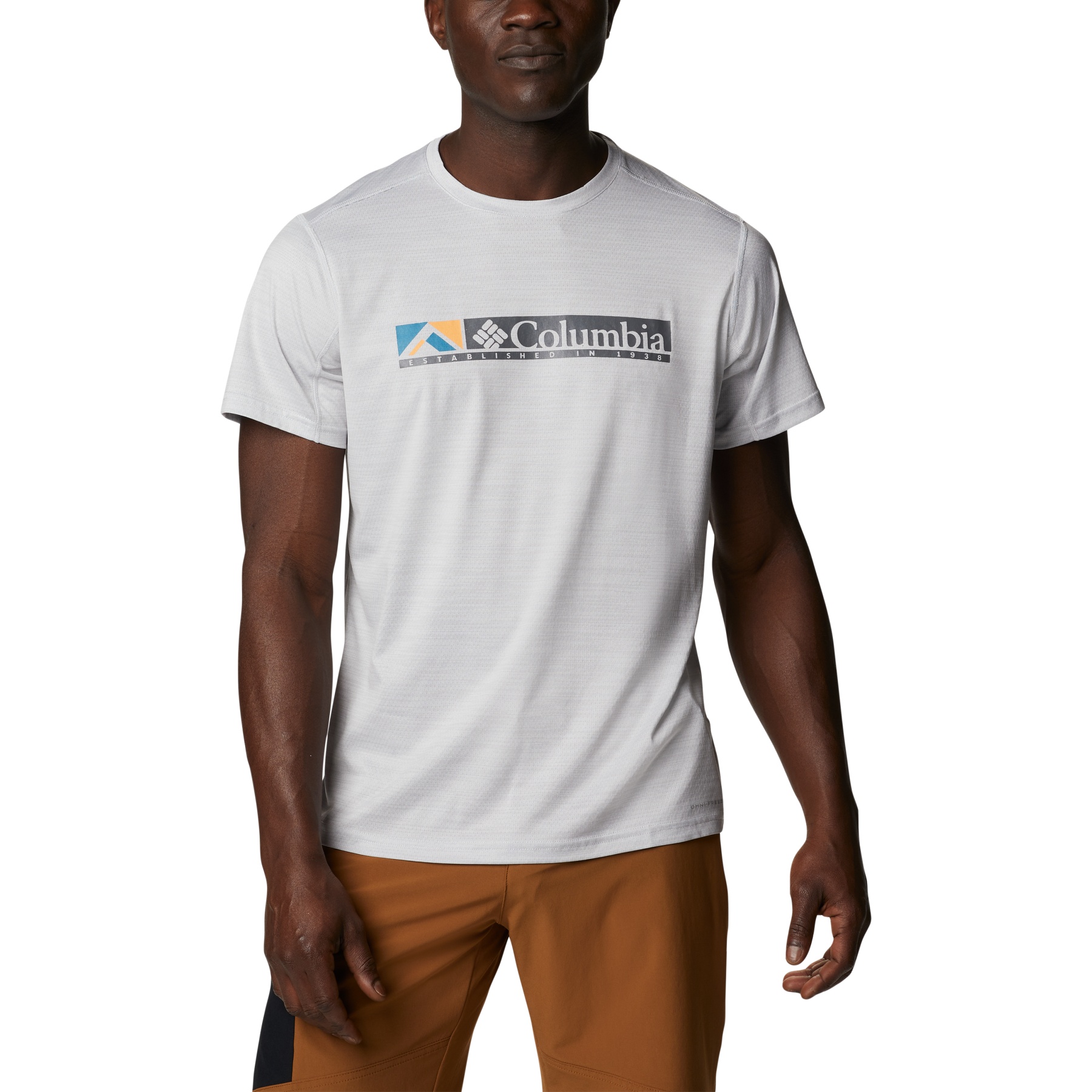 Picture of Columbia Alpine Chill Zero Graphic T-Shirt - White Heather, Ridgescape Graphic