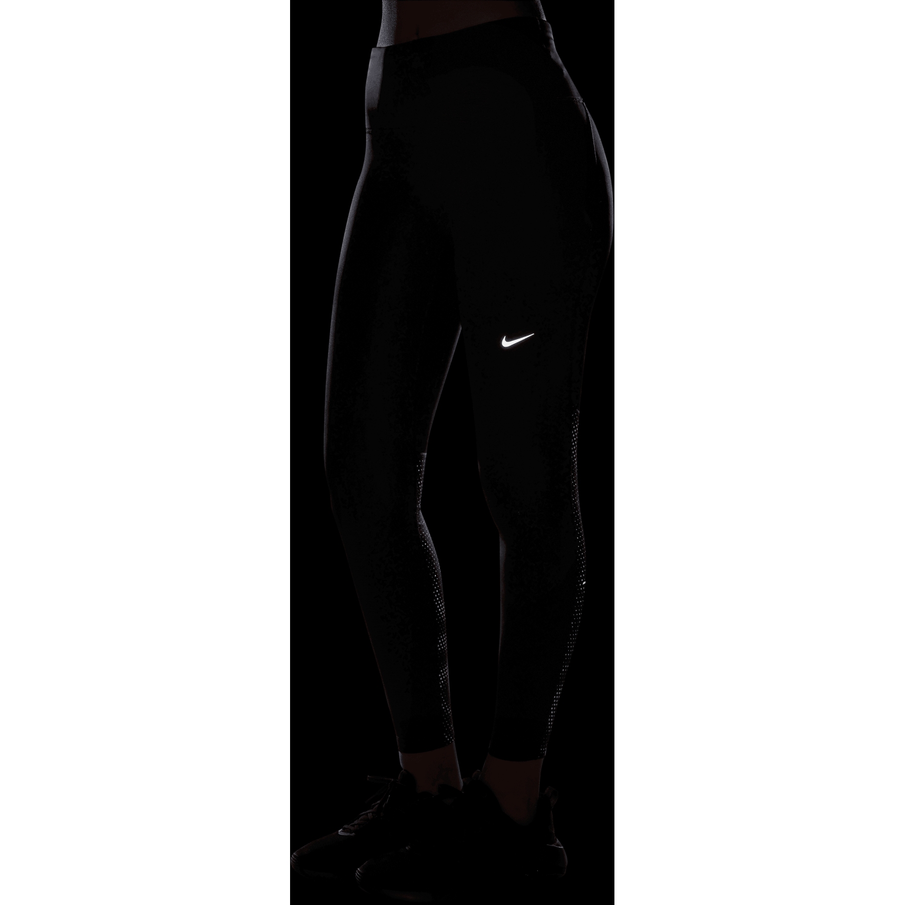 nike running runway flash reflective detail leggings in black