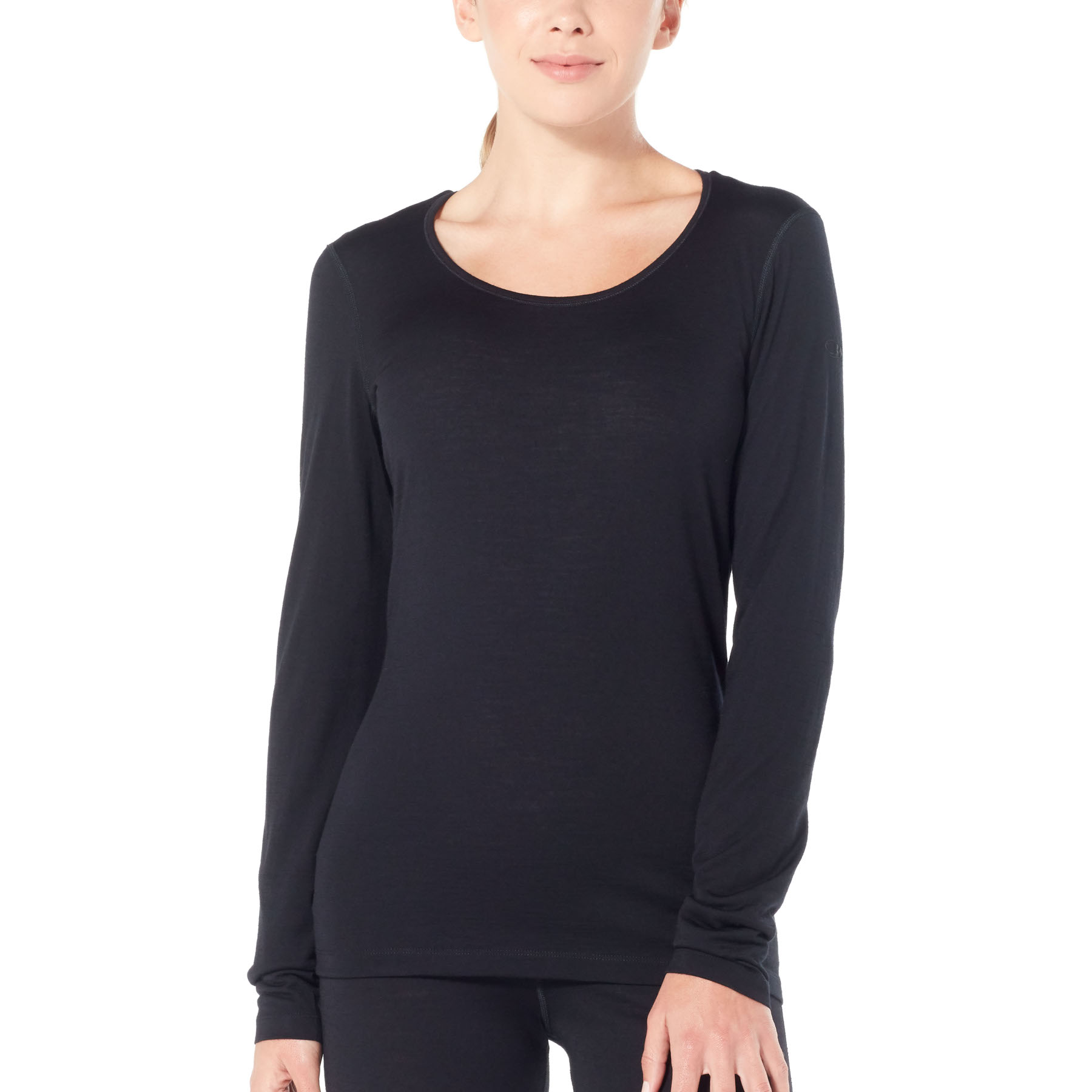 Picture of Icebreaker Women&#039;s 200 Oasis Scoop Long Sleeve Shirt - Black