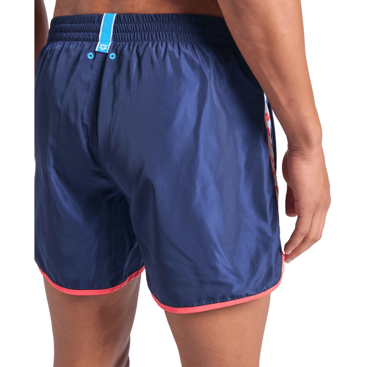 arena Icons Team Stripe Beach Shorts Men - Navy/Calypso Coral