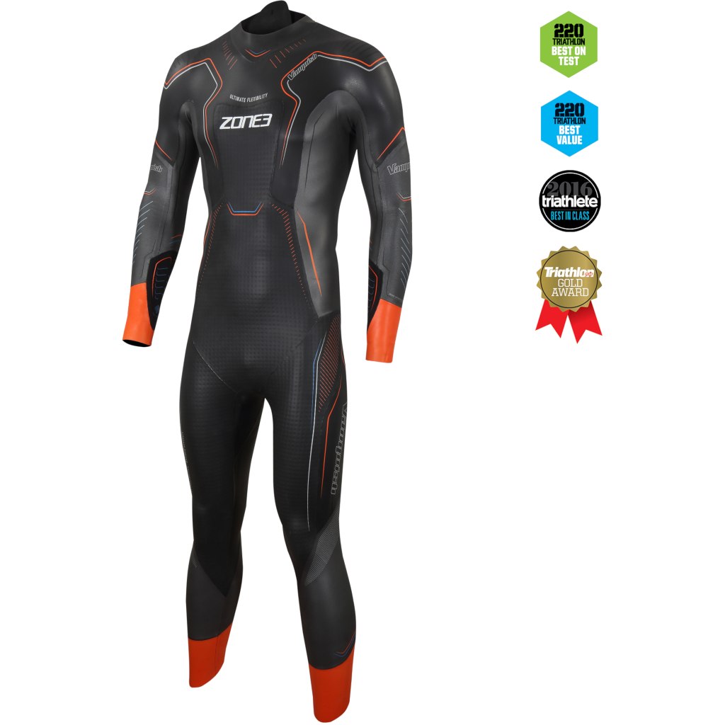 Immagine prodotto da Zone3 Men&#039;s Vanquish Wetsuit - black/gun metal/orange