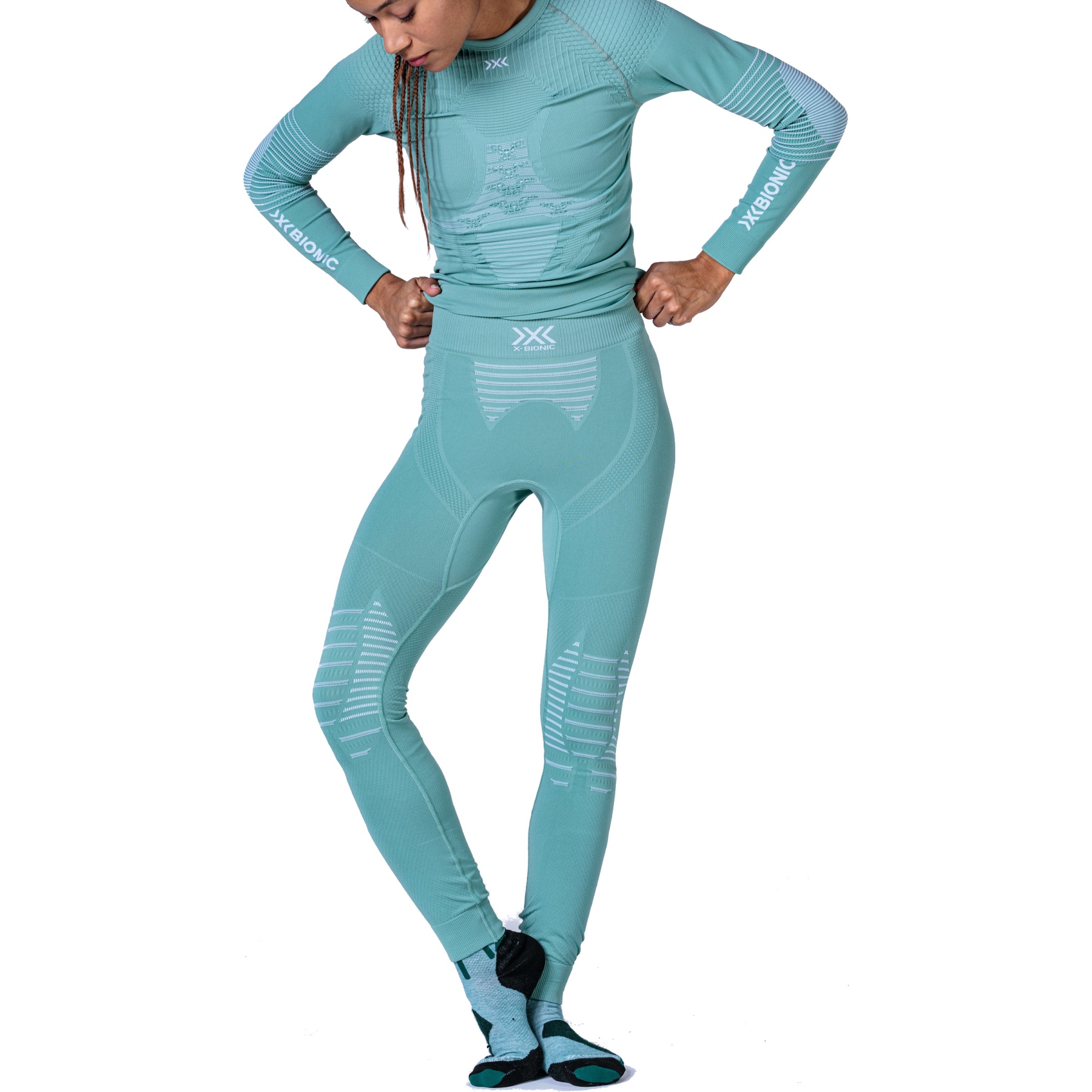 Image de X-Bionic Caleçon Long Femme - Invent 4.0 Bike Race - sage green/optical white