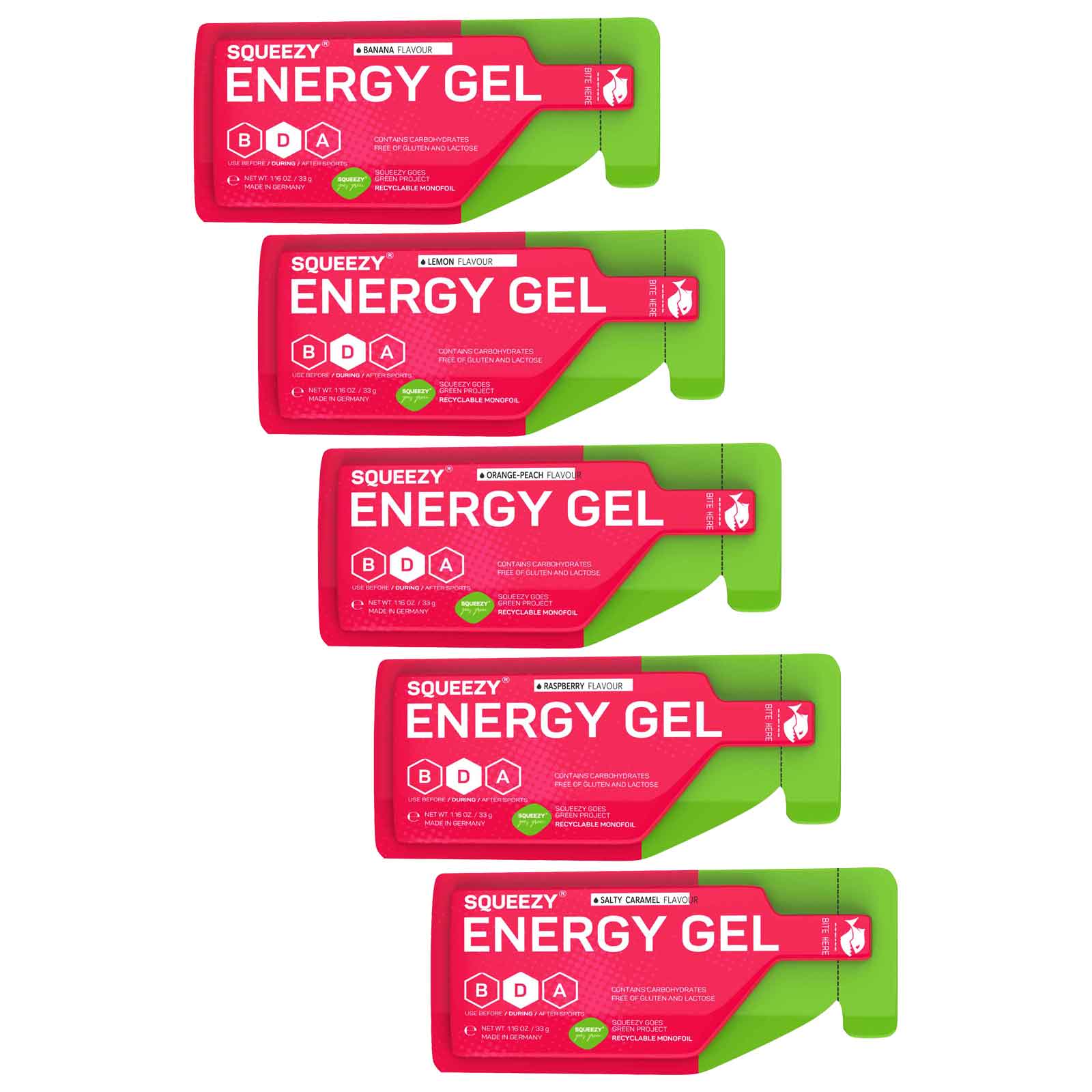 Productfoto van Squeezy Energy Gel with Carbohydrates - Mixed Box - 12x33g