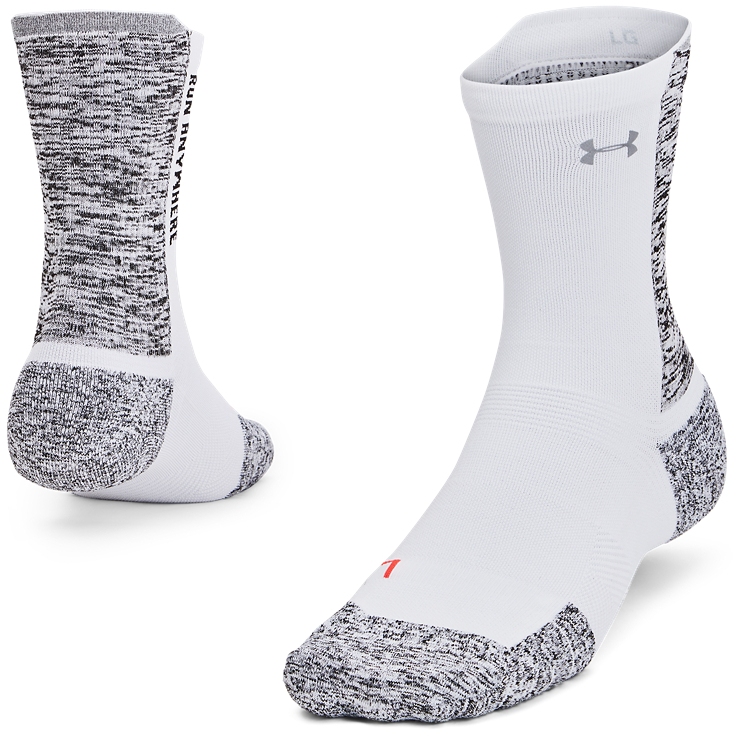 Picture of Under Armour UA ArmourDry™ Run Cushion Mid-Crew Socks - White/Black/Reflective