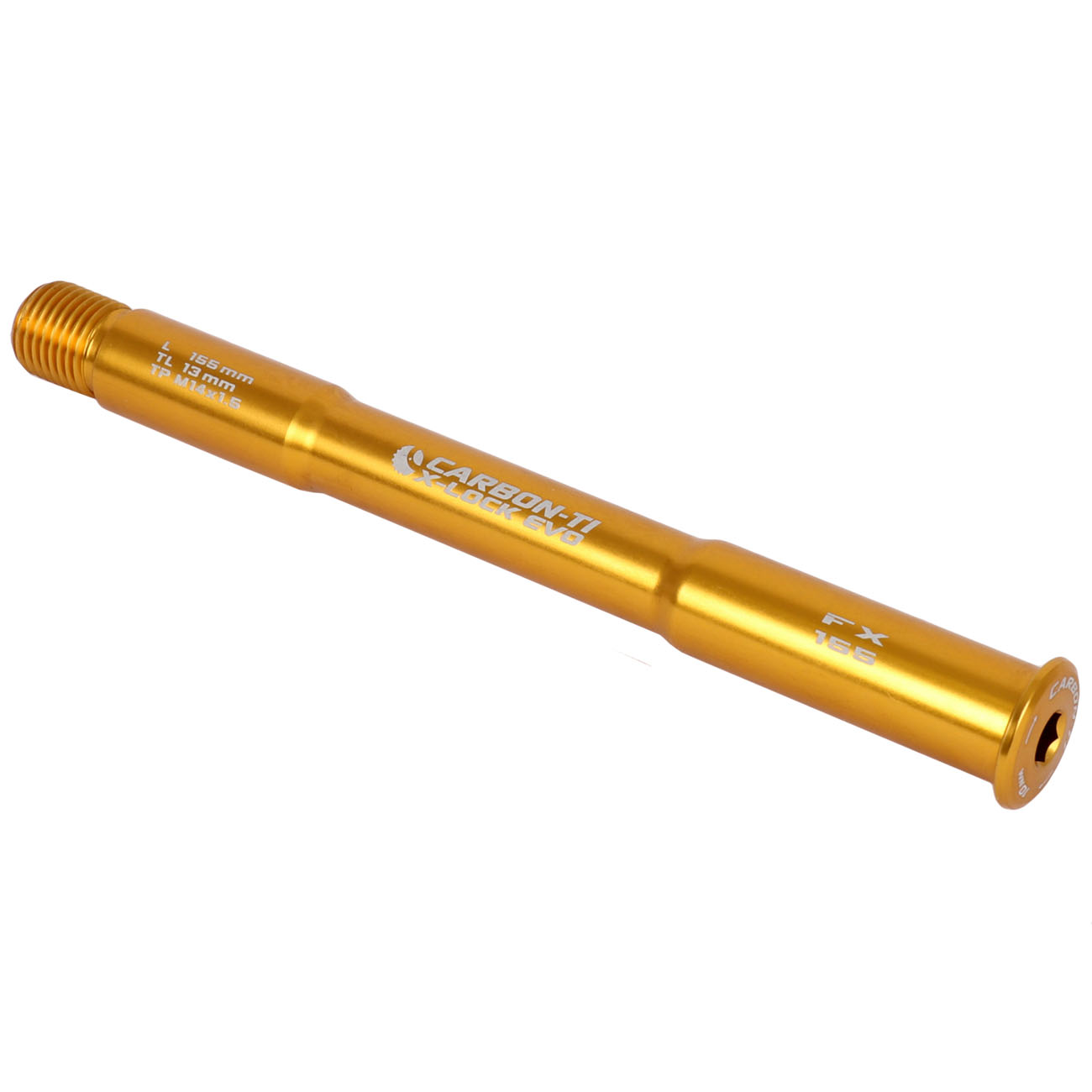 Productfoto van Carbon-Ti X-Lock EVO Thru Axle - 15x110mm Boost - X-Fox - M14x1.5mm - Length 155mm - gold