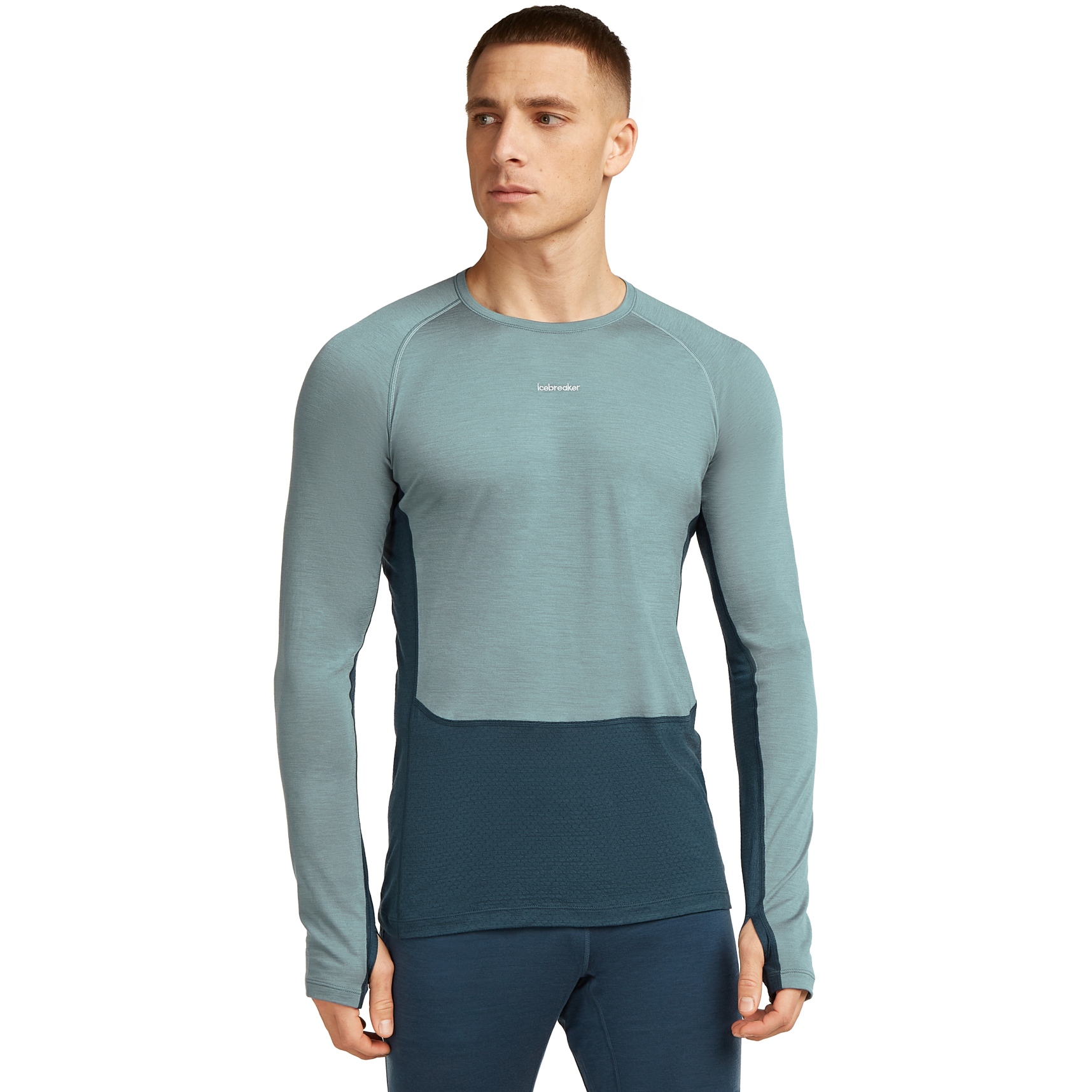 Bild von Icebreaker Merino 125 ZoneKnit™ Crewe Thermo-Langarmshirt Herren - Abyss/Blue Ash