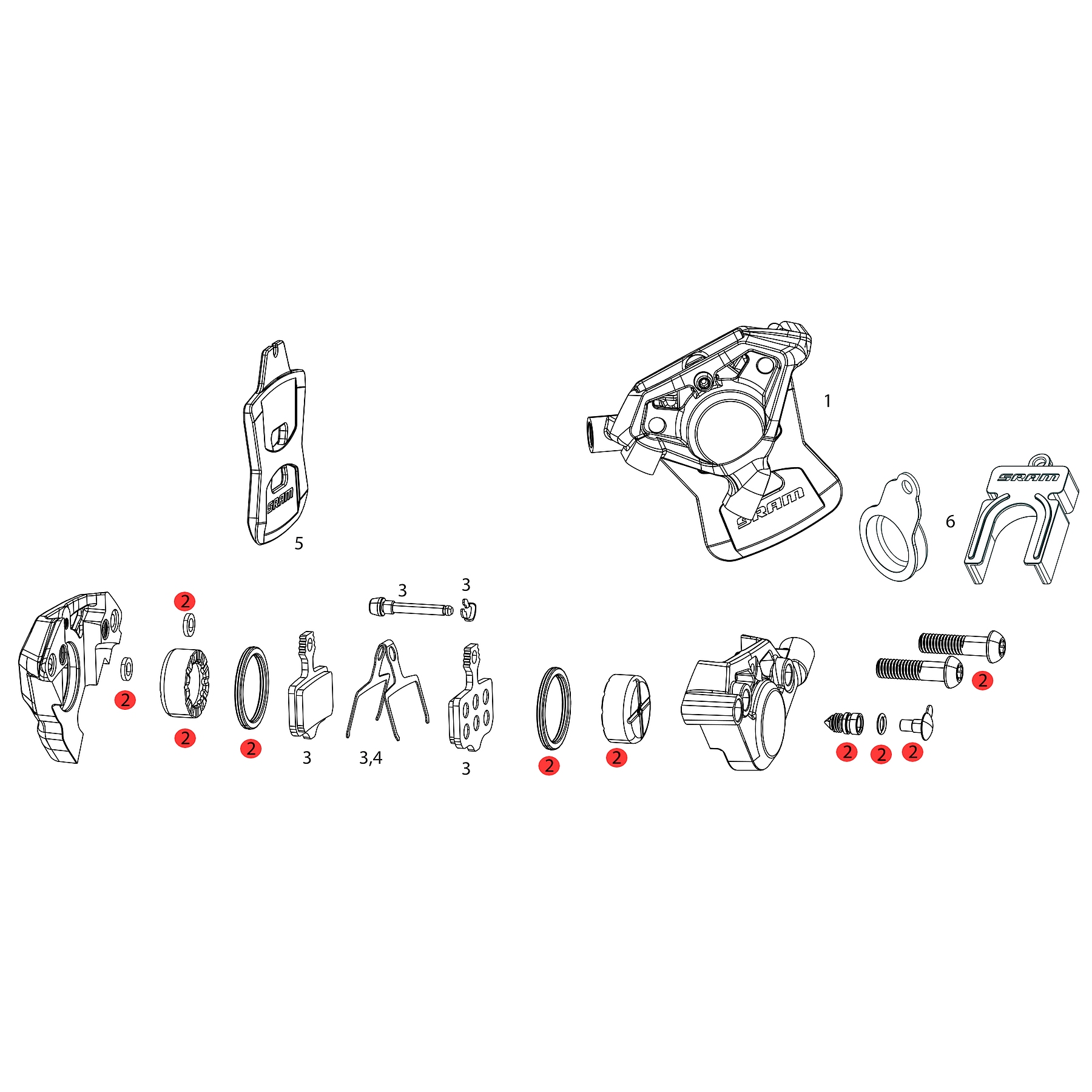 Комплект для обслуживания поршня суппорта SRAM для дискового тормоза RED AXS E1 - 11.5018.065.003