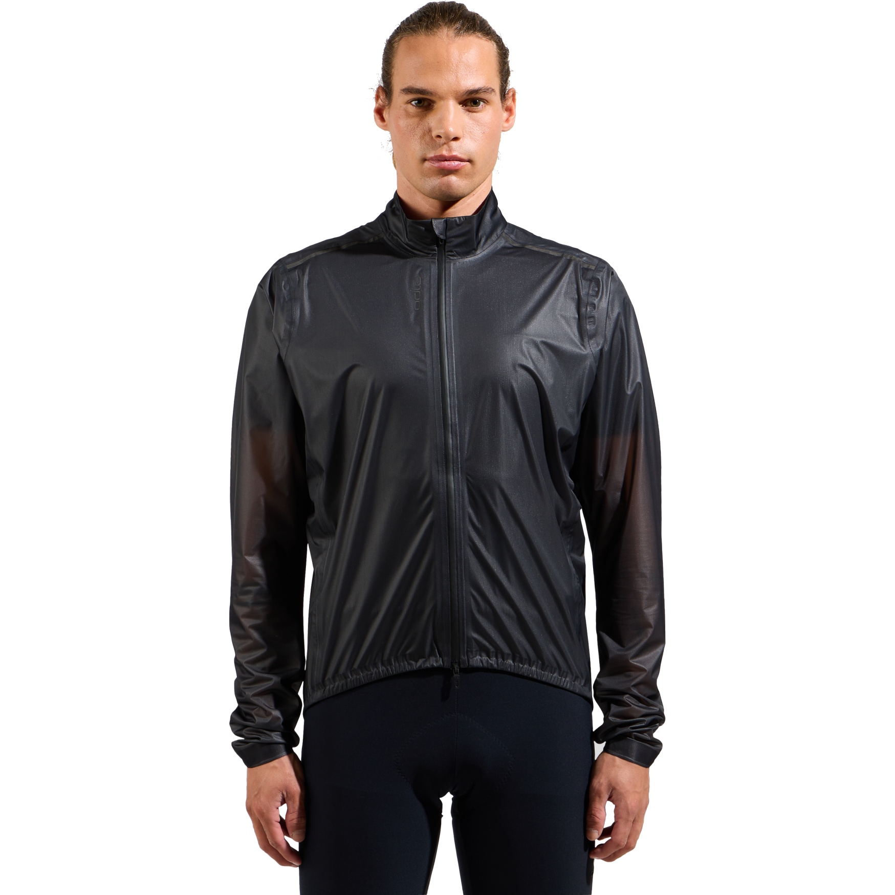 Productfoto van Odlo Zeroweight Dual Dry Performance Knit Waterdichte Fietsjas Heren - zwart