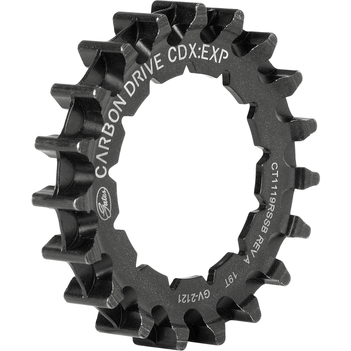 Produktbild von Gates Carbon Drive CDX Centertrack Riemenscheibe - Hinten | Rohloff - Spline - schwarz - 19 T