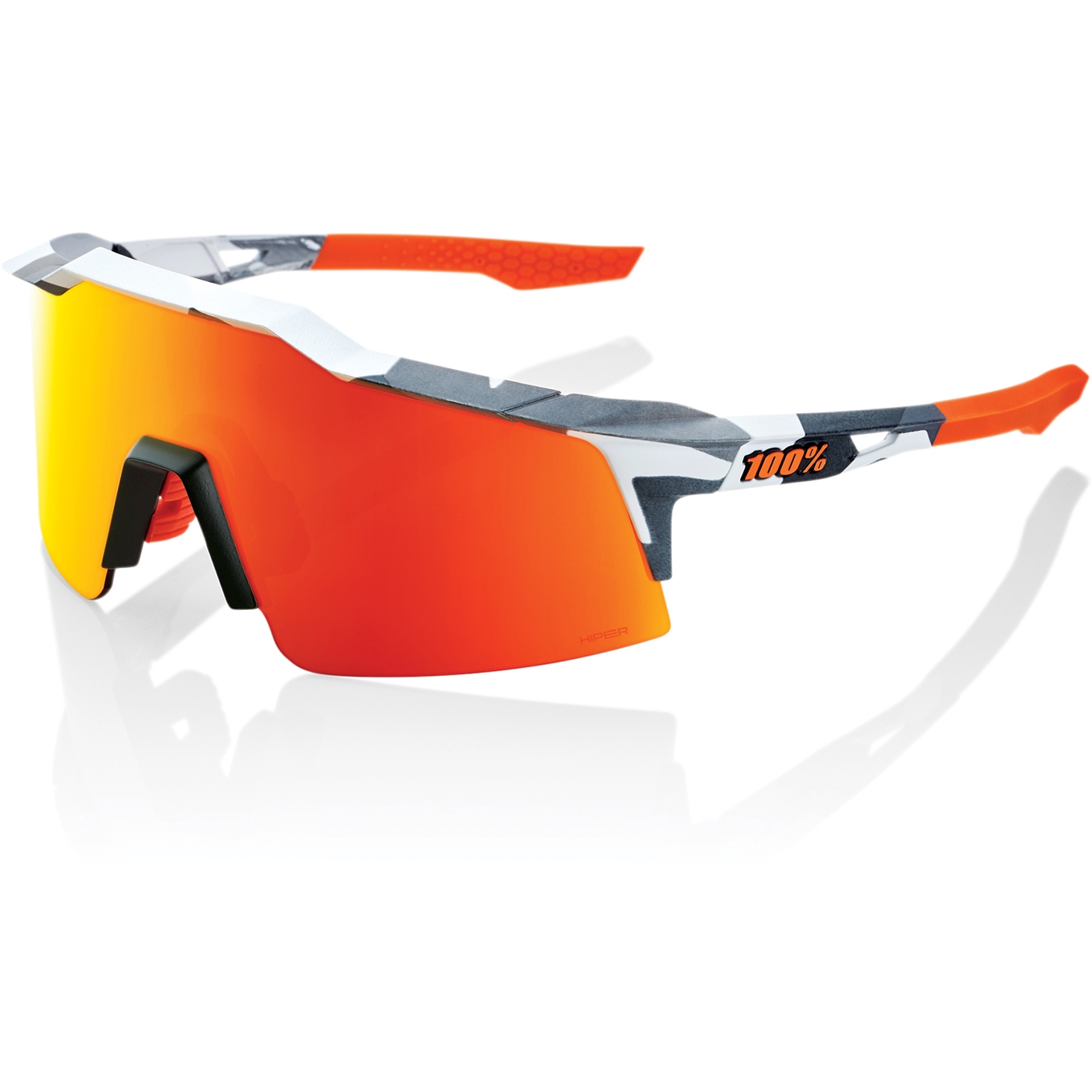 Picture of 100% Speedcraft SL Glasses - HiPER Mirror Lens - Soft Tact Grey Camo / Red Multilayer + Clear
