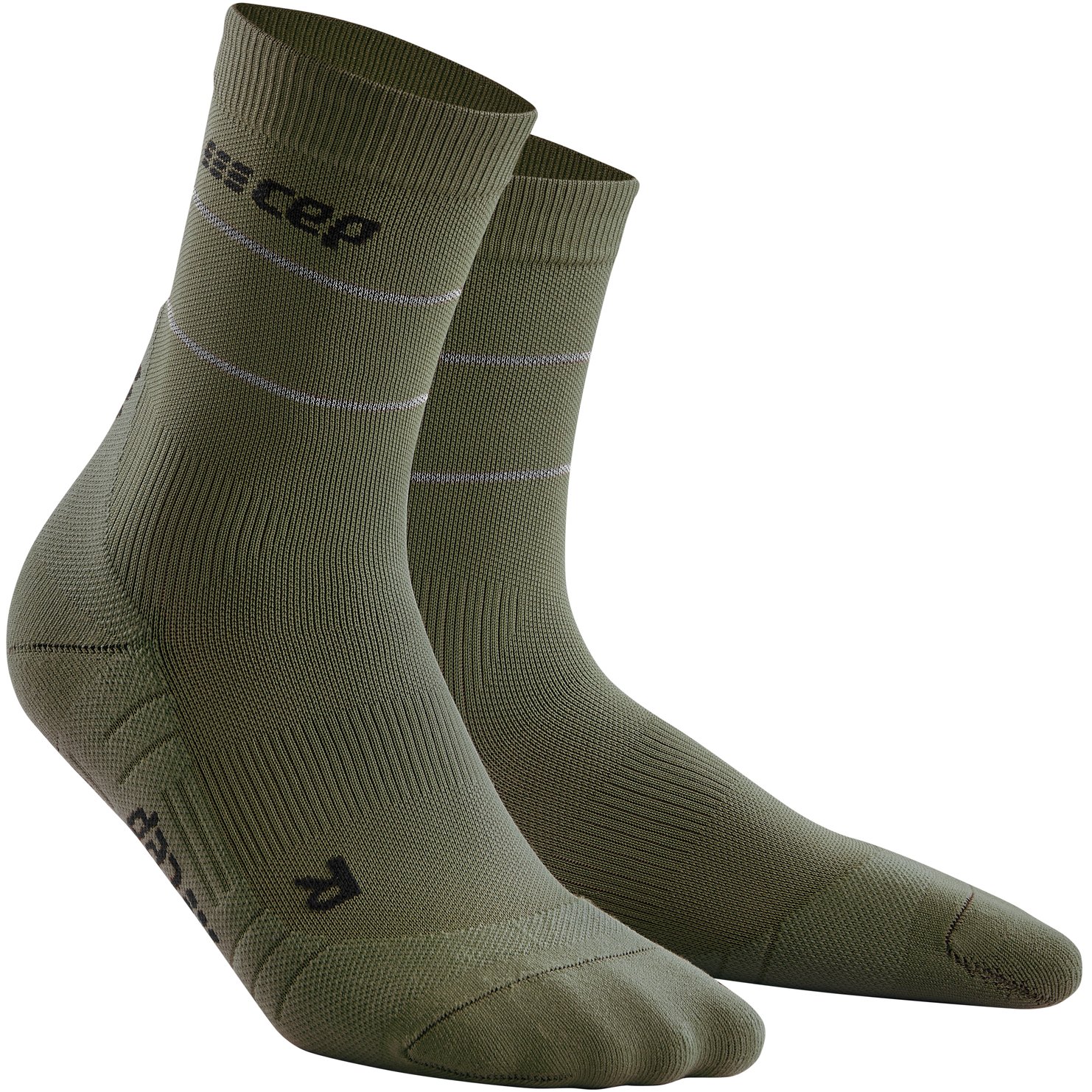 Image of CEP Reflective Mid Cut Compression Socks - dark green