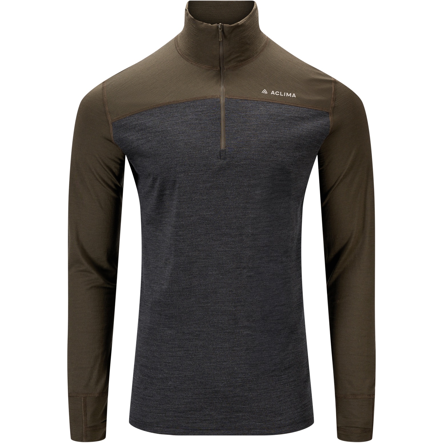 Мужское поло Aclima LightWool 180 на молнии - асфальт / маренго
