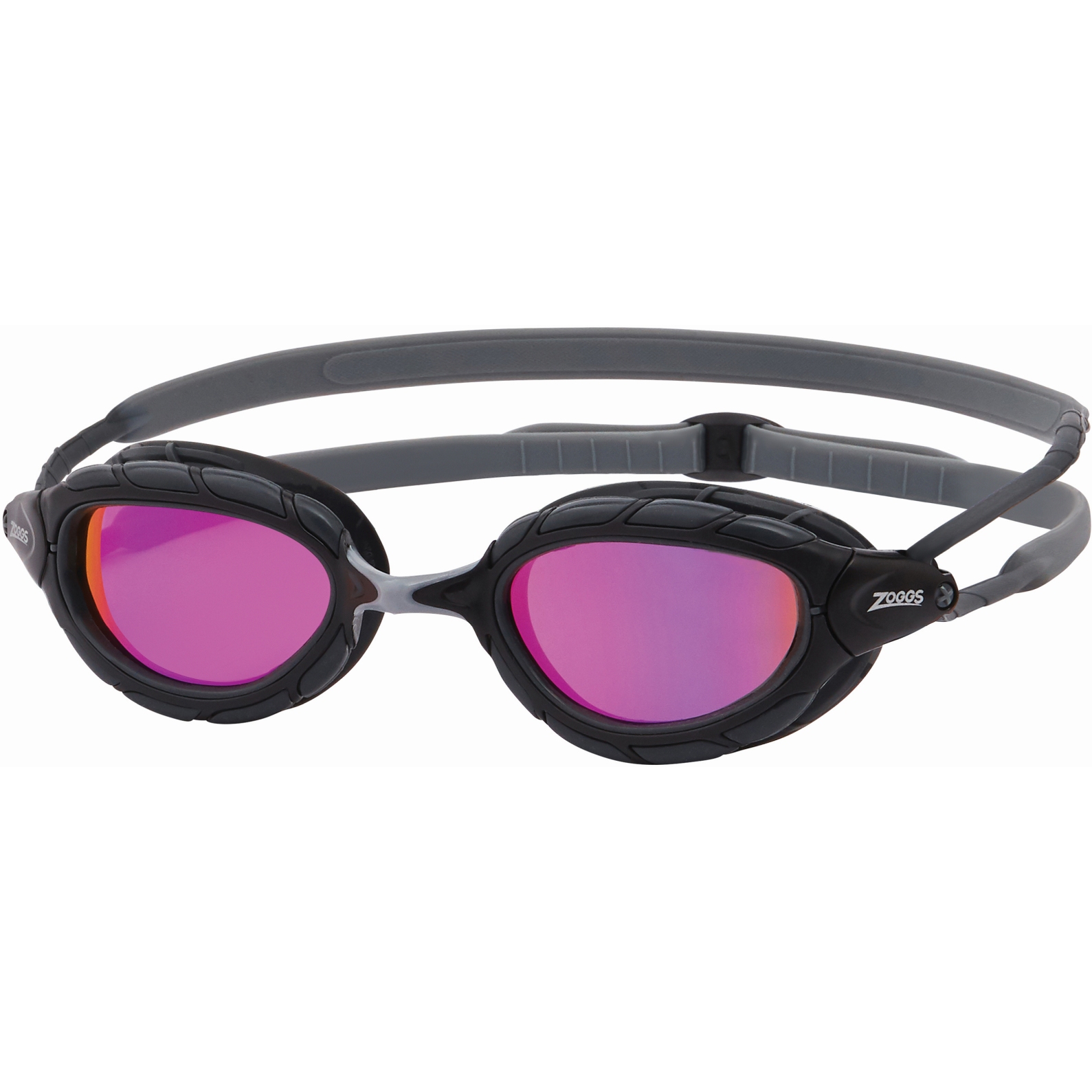 Produktbild von Zoggs Predator Titanium Schwimmbrille - Mirror Pink Lenses - Small Fit - Grey/Black