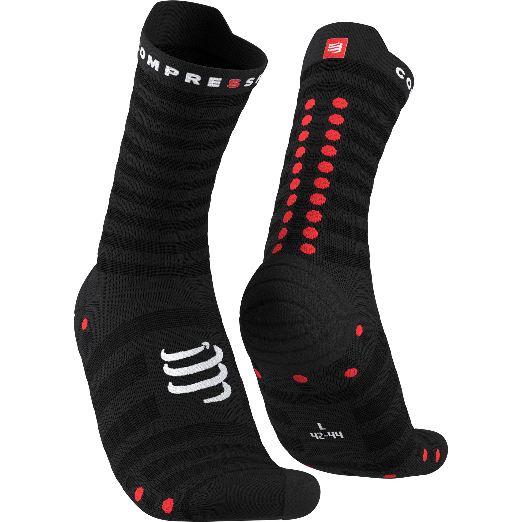 Picture of Compressport Pro Racing Compression Socks v4.0 Ultralight Run High - black/red