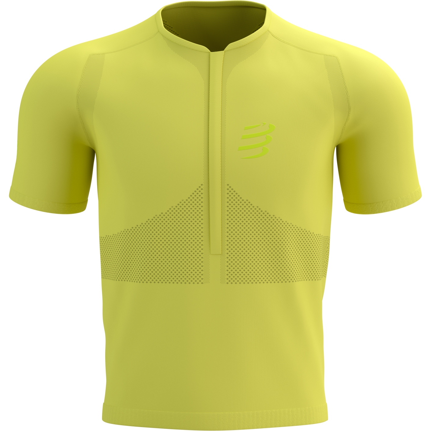 Picture of Compressport Trail Half-Zip Fitted Short Sleeve Top Men - green sheen/safety yellow