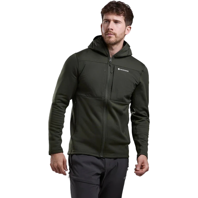 Мужская флисовая куртка с капюшоном Montane Fury XT - дубово-зеленый