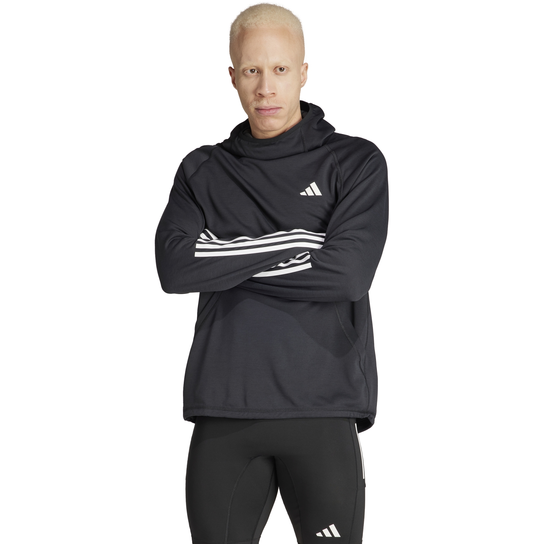 adidas Own the Run 3 Streifen Hoodie Herren schwarz IK4984 BIKE24